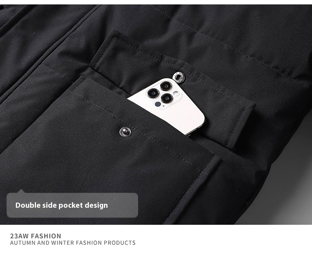 Winter Popular Middle-aged And Elderly Cotton Down Jacket Men Fleece-lined Thickened Hooded Warm Middle-aged And Elderly - enhanced image 12