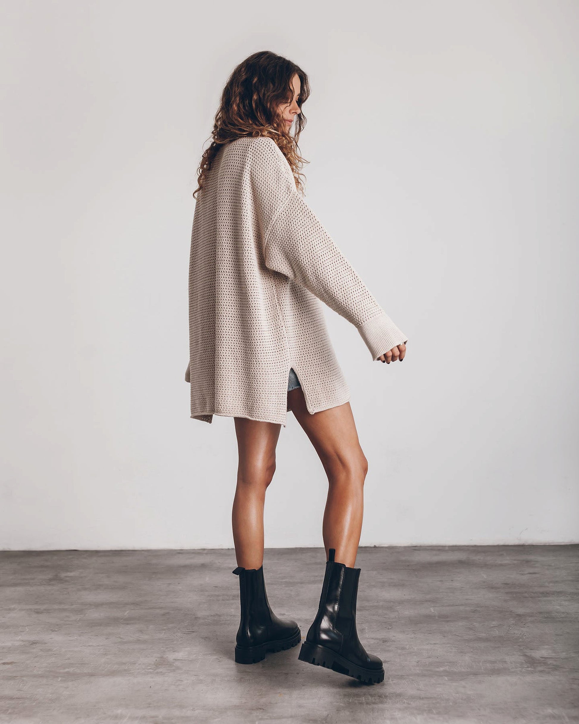 A.1 Women's Twist Thread Loose All-match Round Neck Sweater Dress - enhanced image 12
