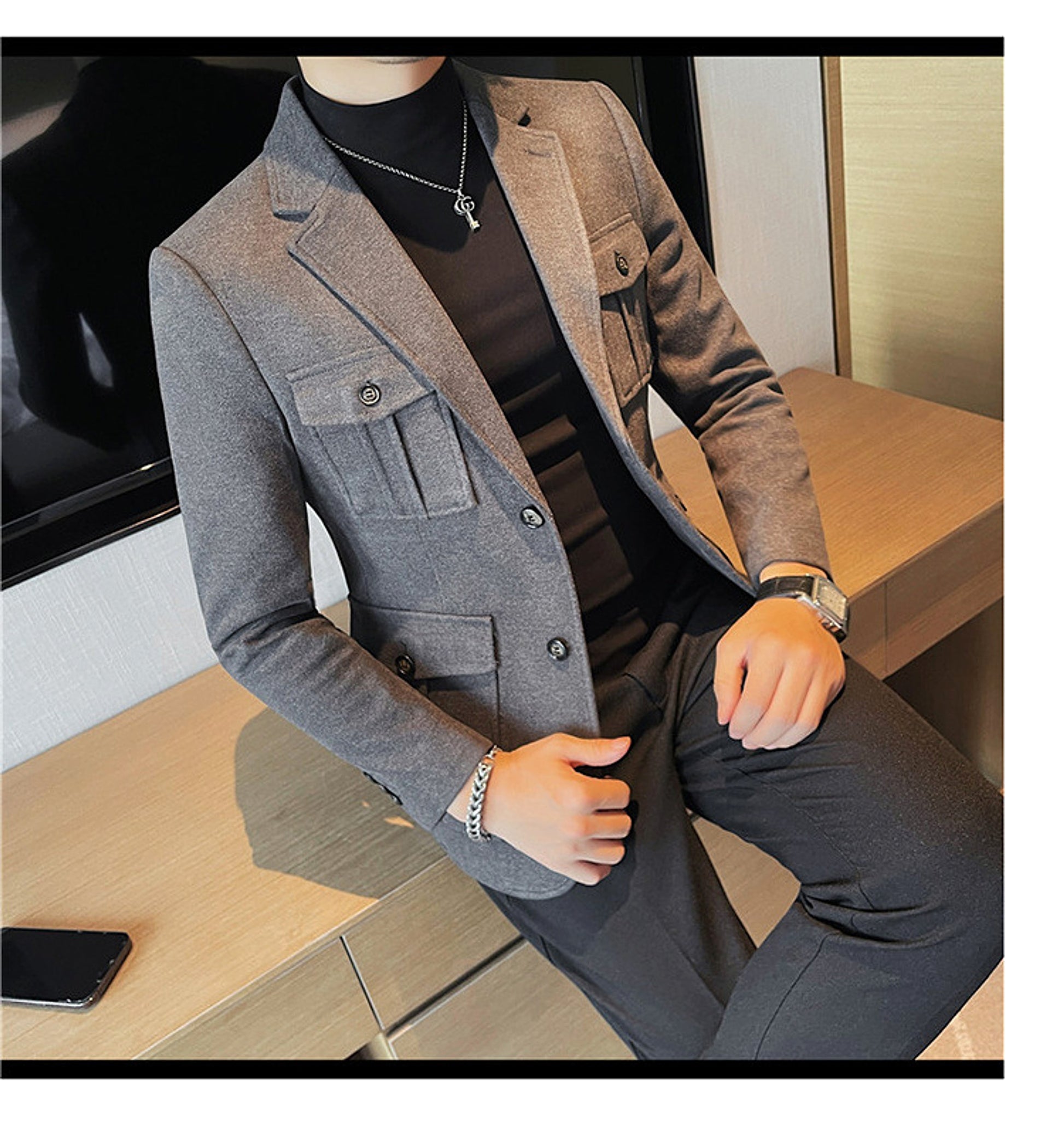 Woolen Suit Men's Single-breasted Suit Jacket - enhanced image 12