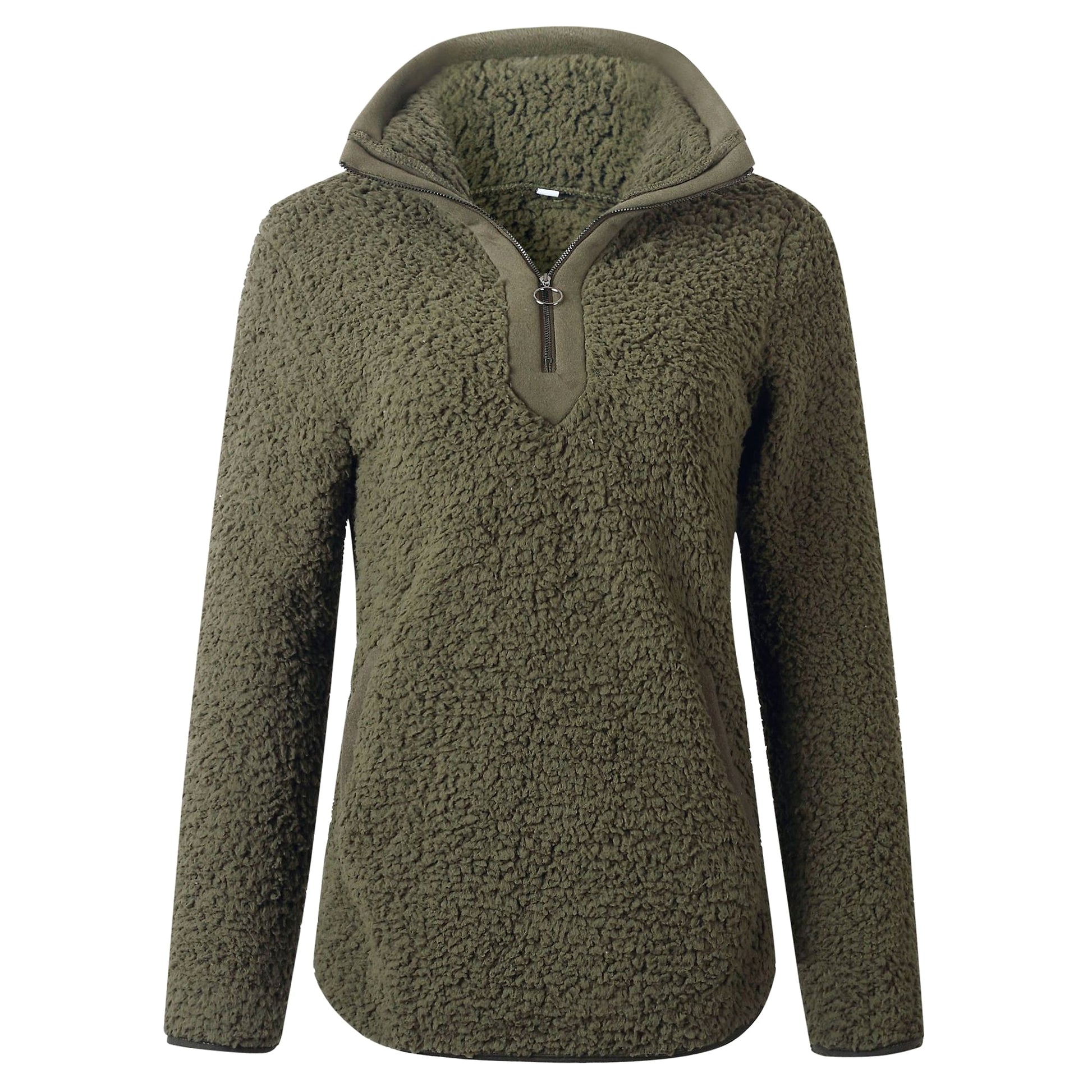Zipper pocket high neck long sleeve women 's blouse sweater - enhanced image 12