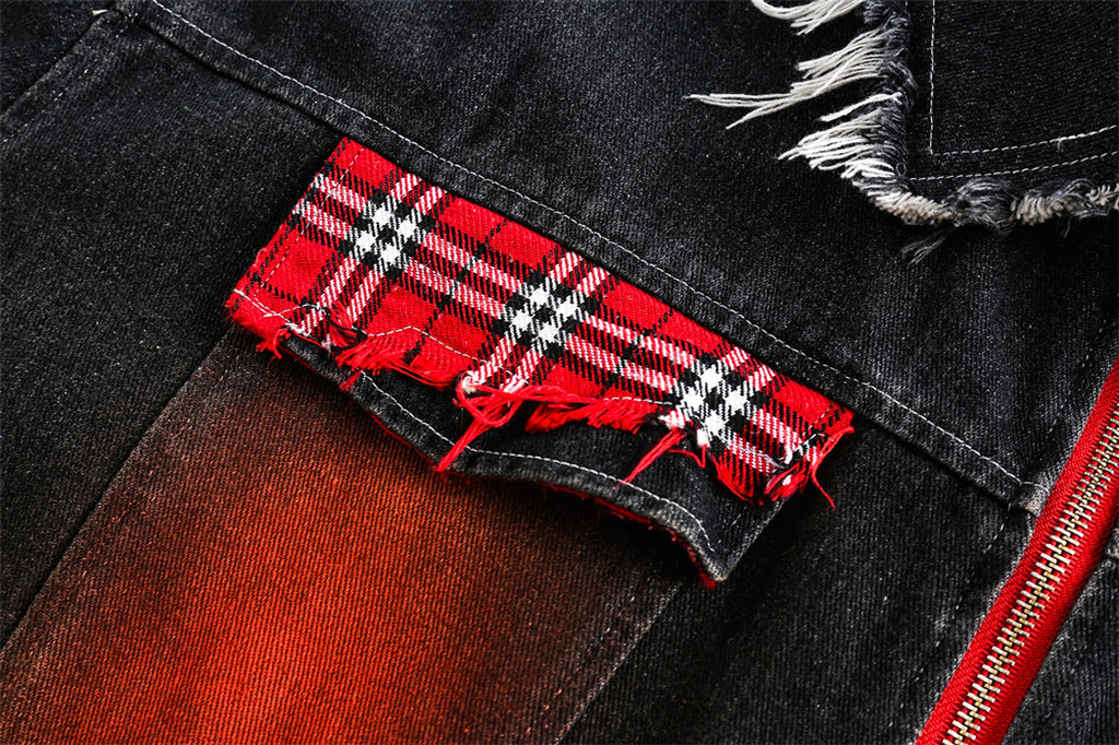 A1. Color Matching Cat Raw-cut Edges Washed And Worn Loose Lapels Coat Fashion - enhanced image 13