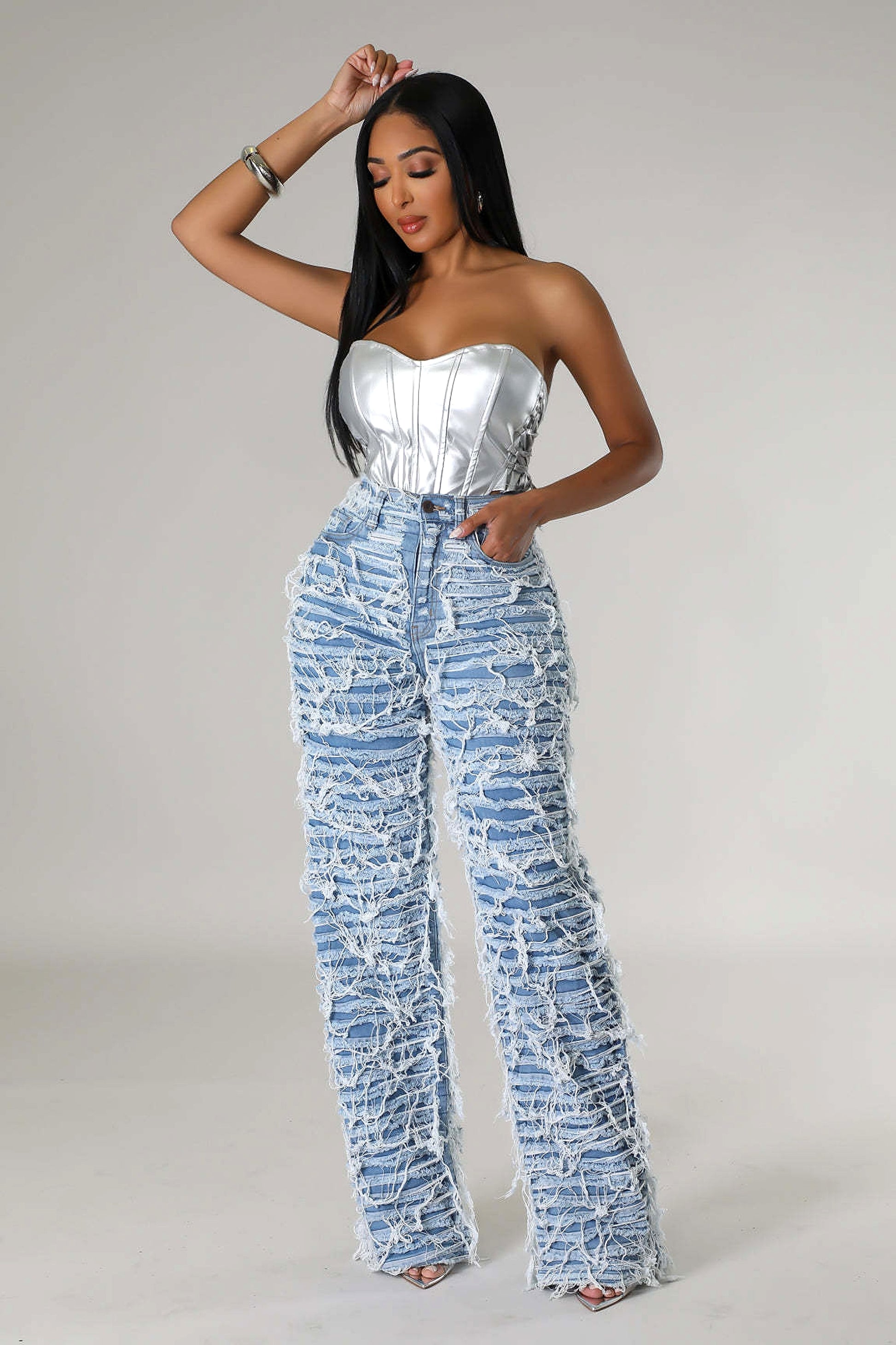 25 Edition – Women’s High Waist Ripped Tassel Denim Pants - enhanced image 13