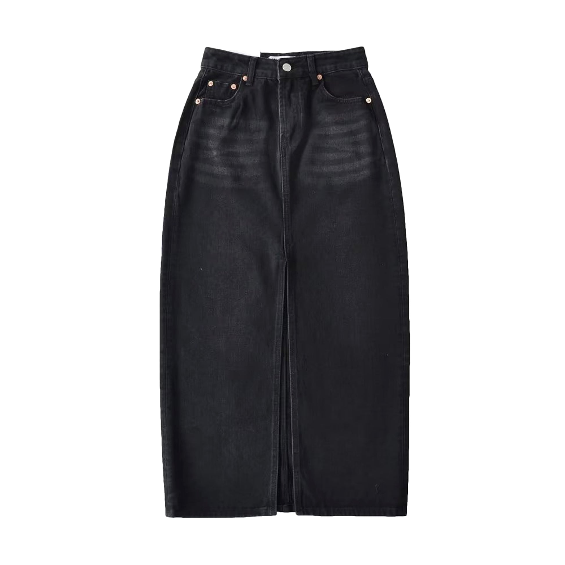 A1. Front Slit Hem Lock Street Denim Skirt - enhanced image 13