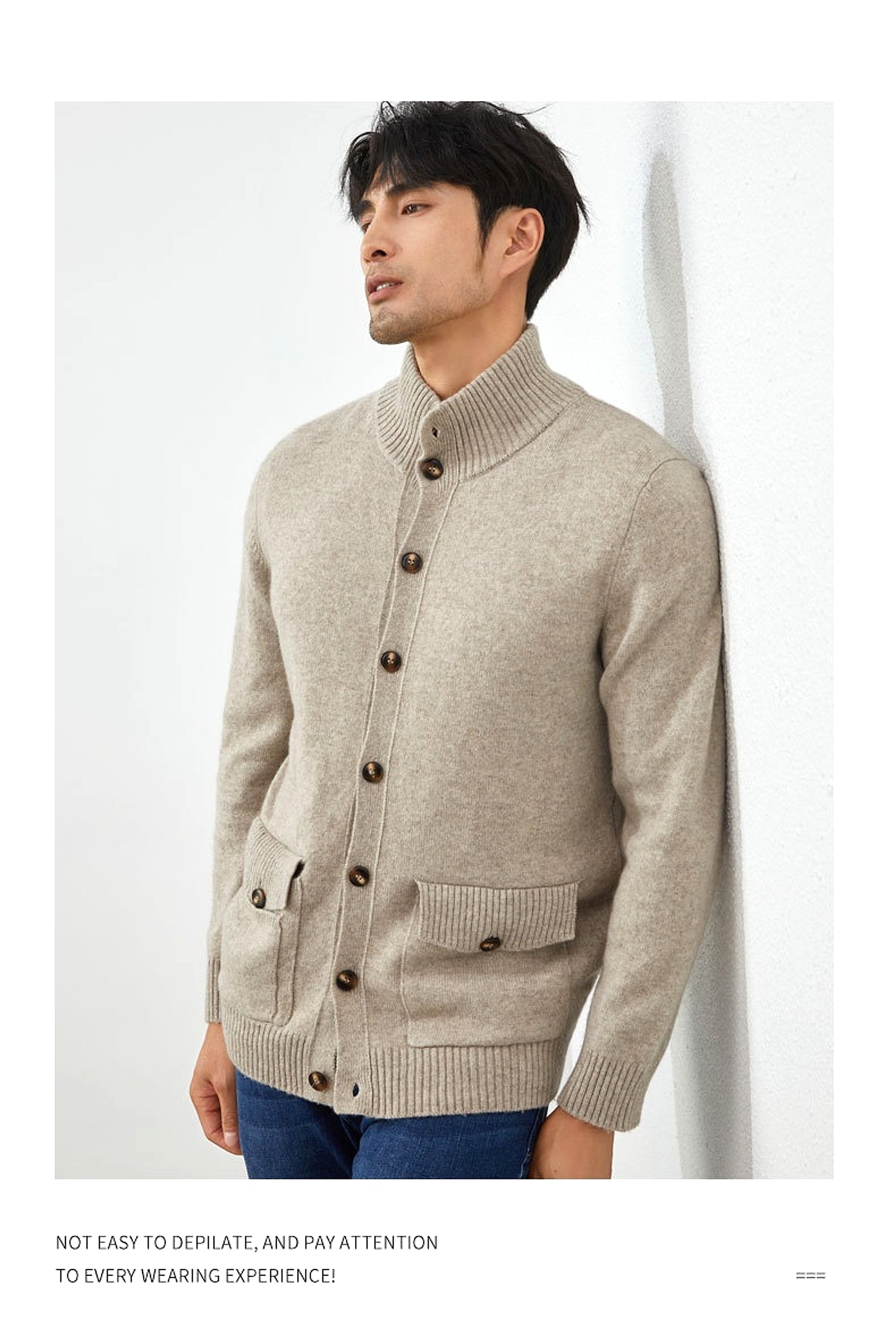 Luxe Knit Cashmere Cardigan for Men - enhanced image 13