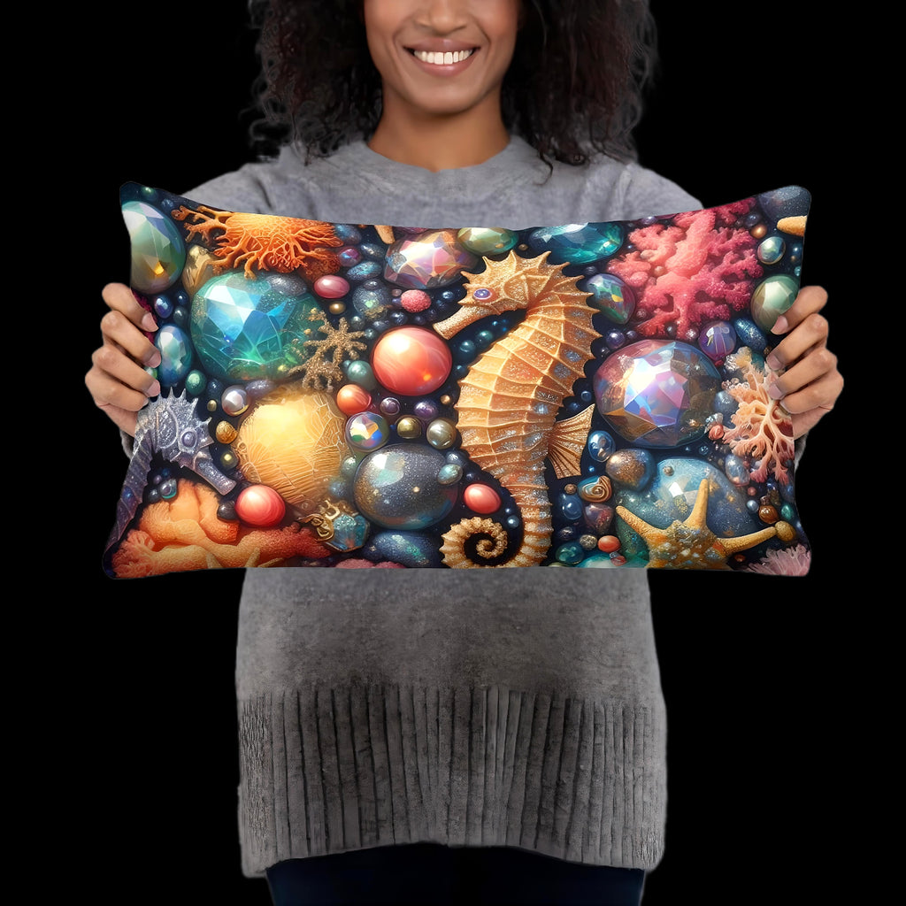 Seahorse Pillow Cushion Ocean Decor | US/EU Warehouse | Nautical Cushion 22 x 22 - enhanced image 13