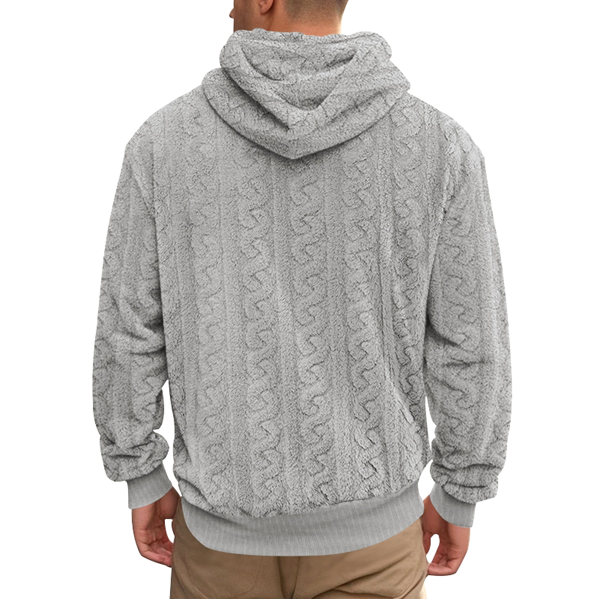 European And American Fall Winter Men Hooded Jacquard Teddy Plush Sports And Leisure Sweater - enhanced image 13