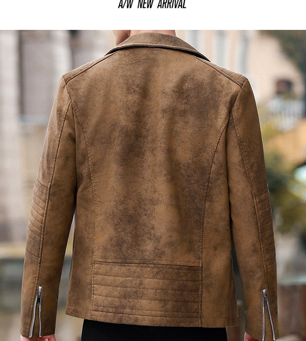 Fashion Velvet Padded Leather Coat Men's Suit Collar Jacket - enhanced image 13