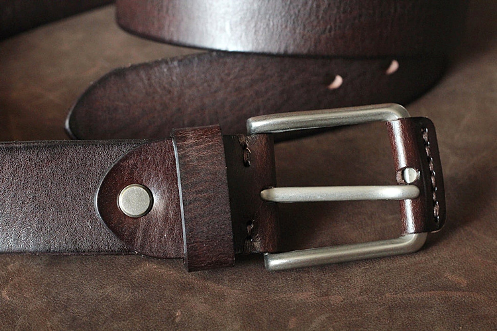 First Layer Cowhide Handmade Belt Men's Pin Buckle Belt - enhanced image 13