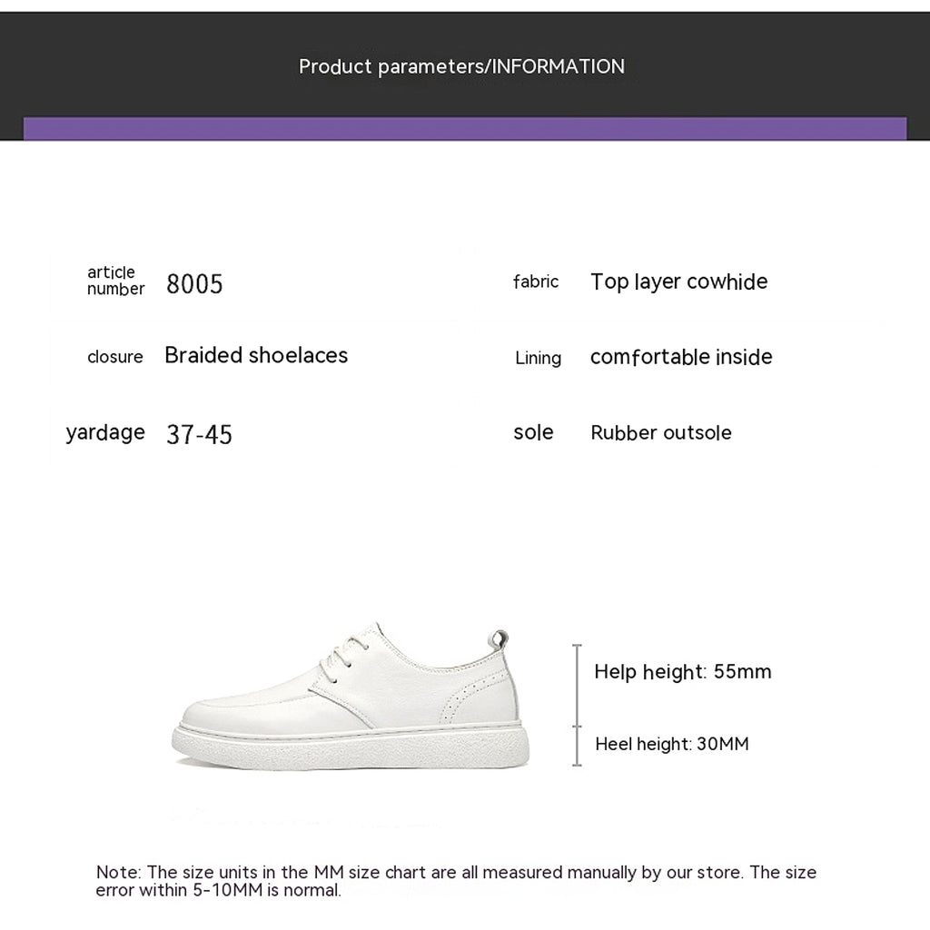 First Layer Cowhide Men's Casual Pumps Sole Leather Round Head Low-cut White Shoes - enhanced image 13