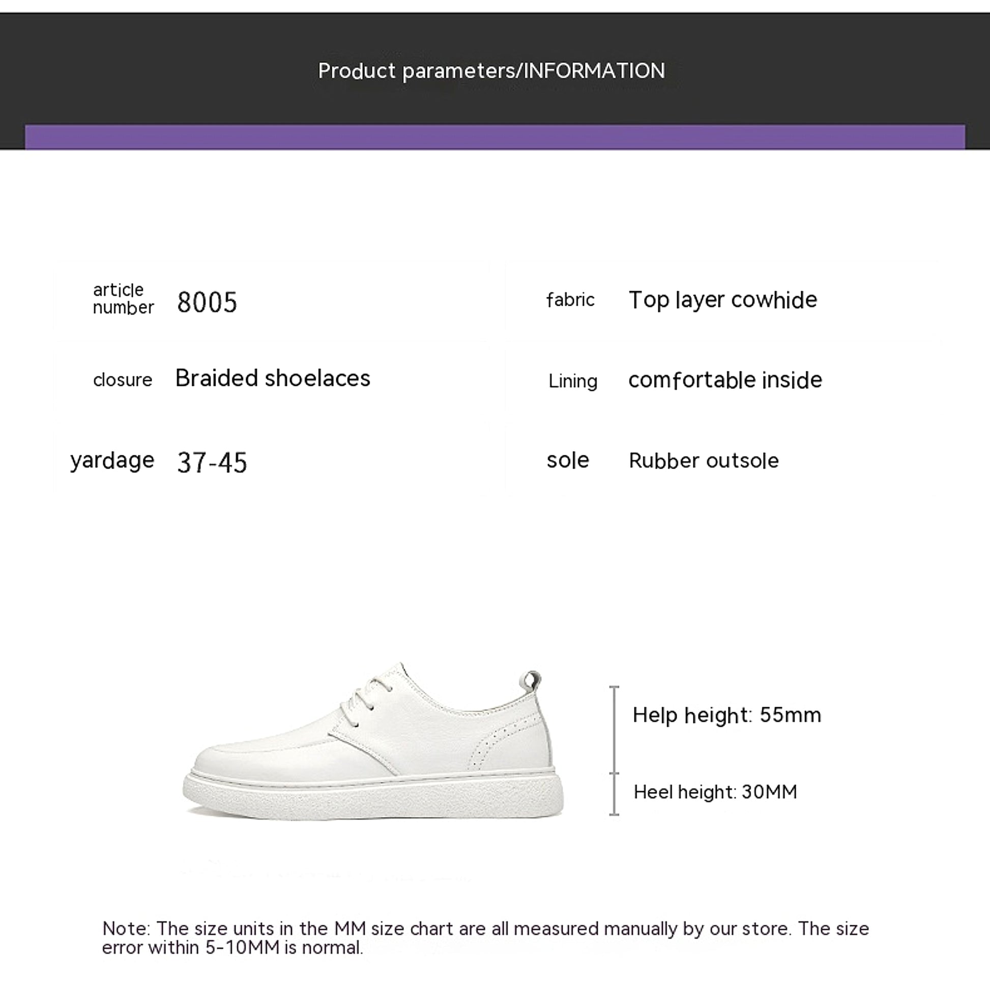 First Layer Cowhide Men's Casual Pumps Sole Leather Round Head Low-cut White Shoes - enhanced image 13