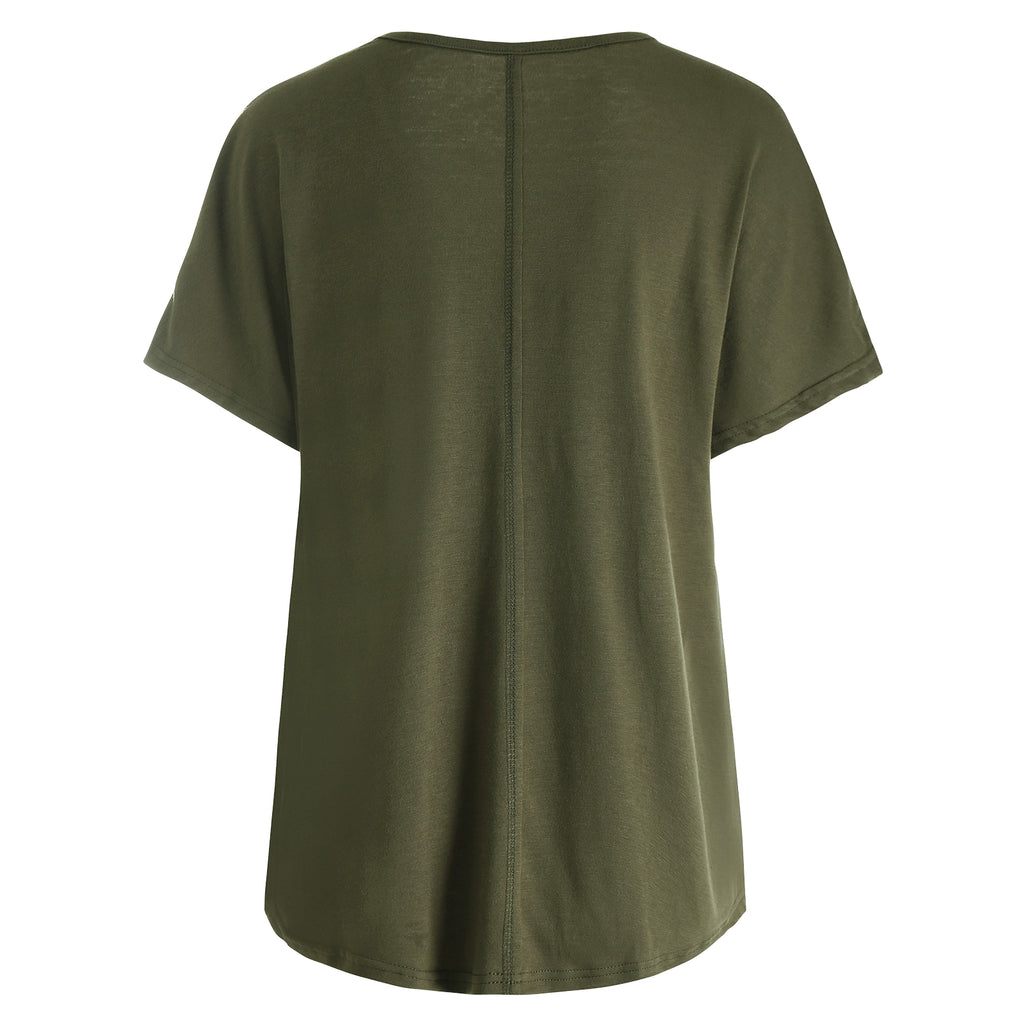 Ladies Casual Pullover Short Sleeve Top Fashion V-Neck T-Shirt - enhanced image 13