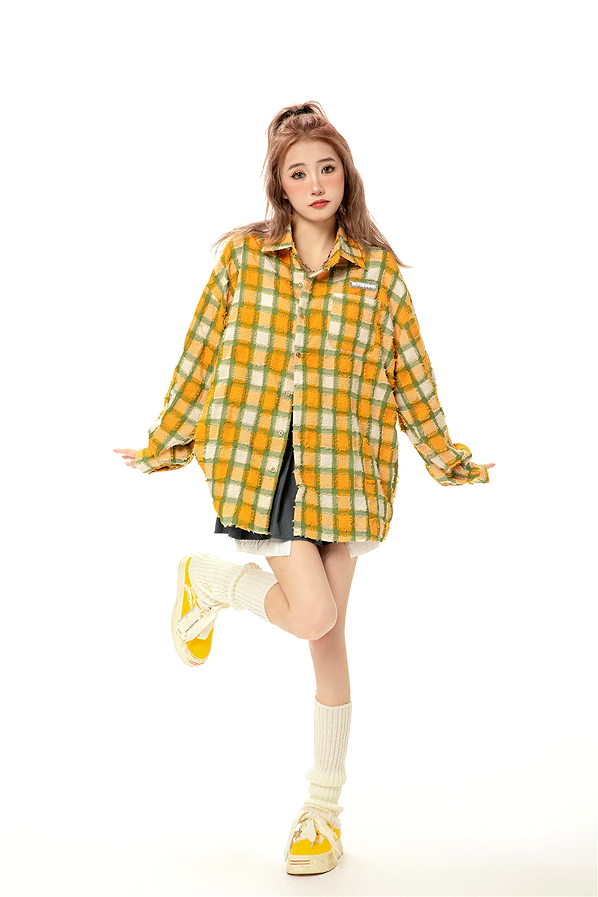 Loose Casual  High Street Frayed Design Lapel Women DressShirt - enhanced image 13