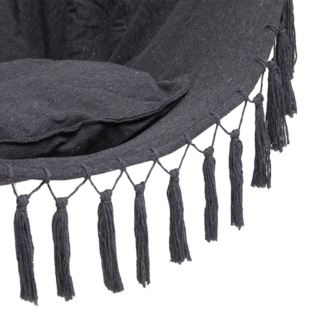 LuneluX – Boho Hanging Chair with Fringe & Cushions (Gray) - enhanced image 13