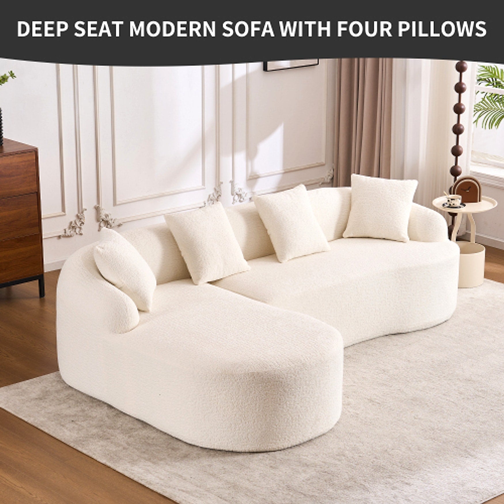 LuxeForm™ – Grey Compression Sofa with Chaise Lounge & 4 Pillows (US Warehouse) - enhanced image 13