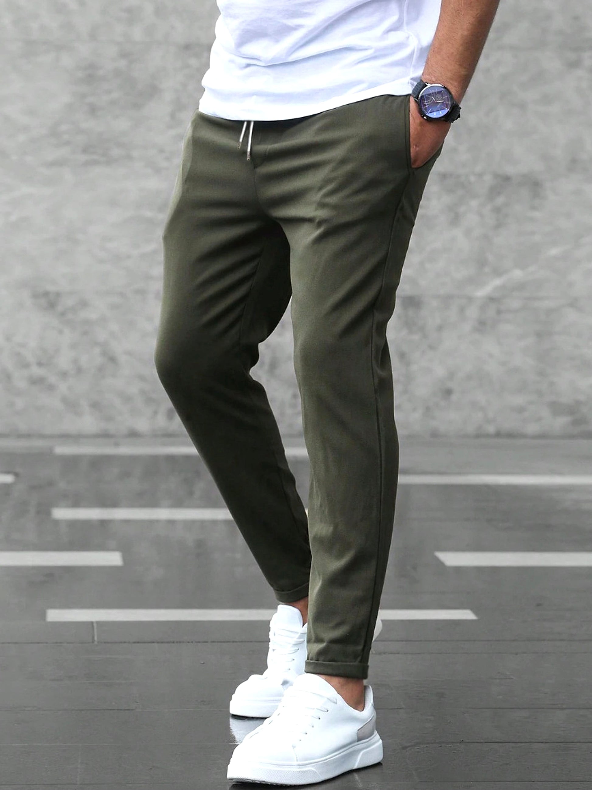 Men’s Slim Fit Casual Pants With Drawstring & Pockets - enhanced image 13
