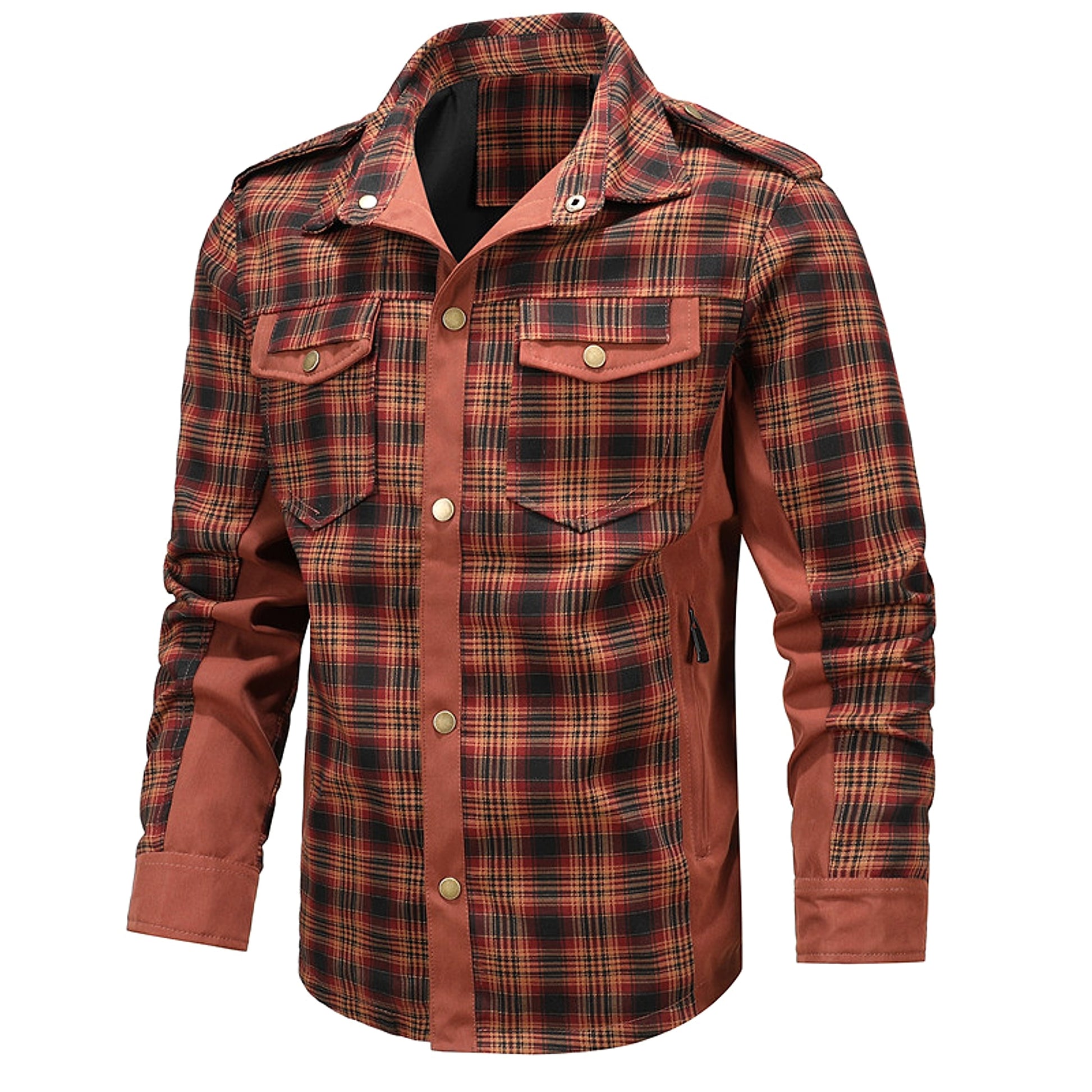 A.1 Men's Fashion Casual Plaid Shirt Jacket - enhanced image 13