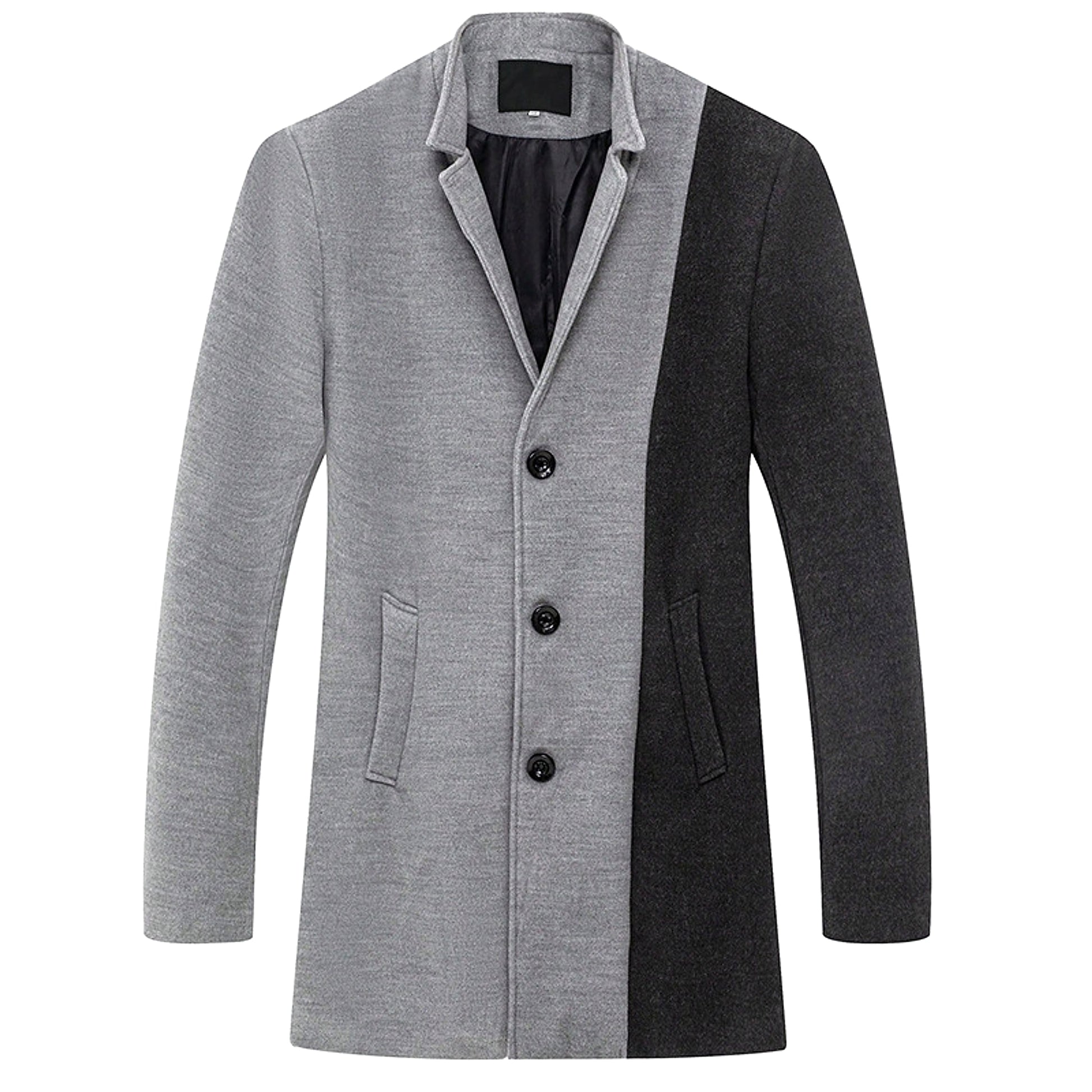 Mid-length Color Matching Single-breasted Trench Coat Woolen Plus Size Casual - enhanced image 13