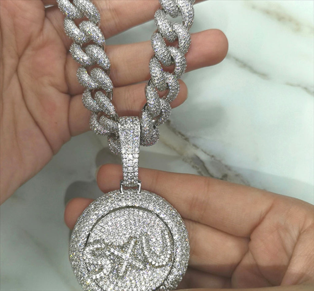 Personalized Rotating Pendant Necklace – Custom Name & Zircon Inlay - enhanced image 13
