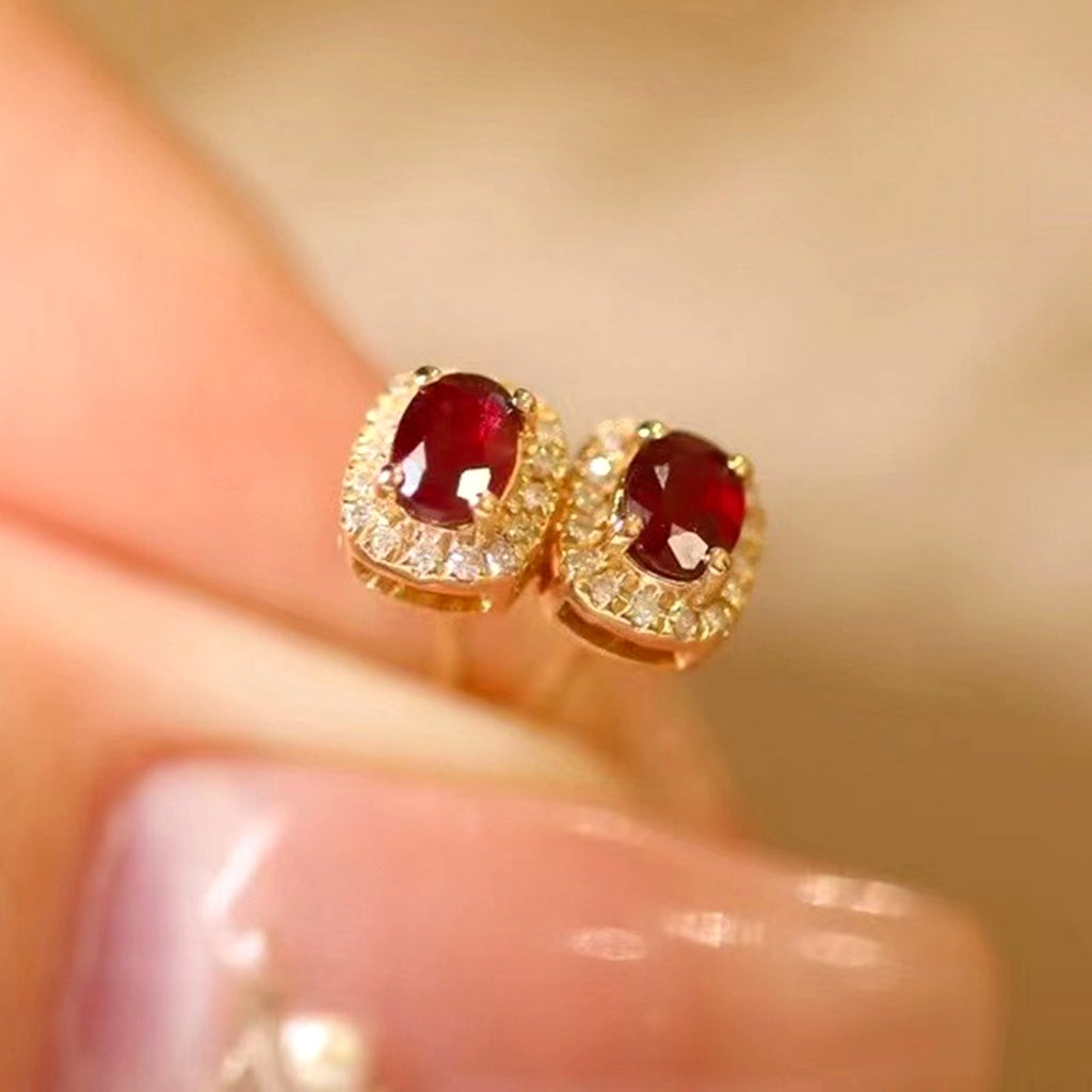 ❤️‍🔥 HF™ – Pigeon Ruby Studs | 18K Royal Edition - enhanced image 13