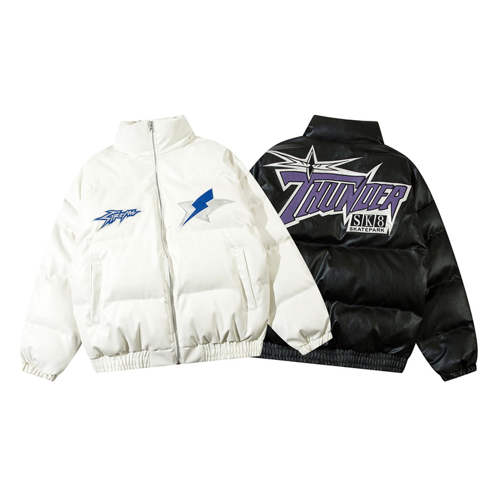 Retro Alphabet Veneer Embroidered Stand Collar Cotton-padded Men Jacket - enhanced image 13