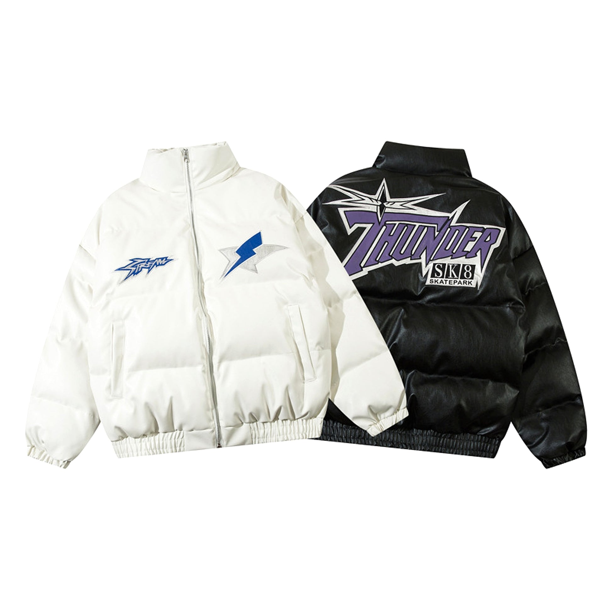Retro Alphabet Veneer Embroidered Stand Collar Cotton-padded Men Jacket - enhanced image 13
