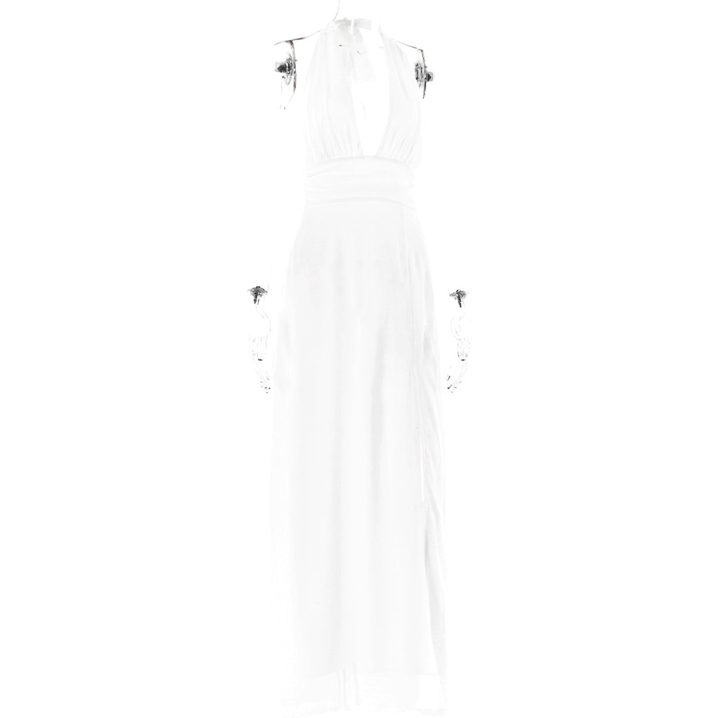 V-neck Slit Dress Summer Backless Strappy Skirt Fashion Temperament Clothing Women - enhanced image 13