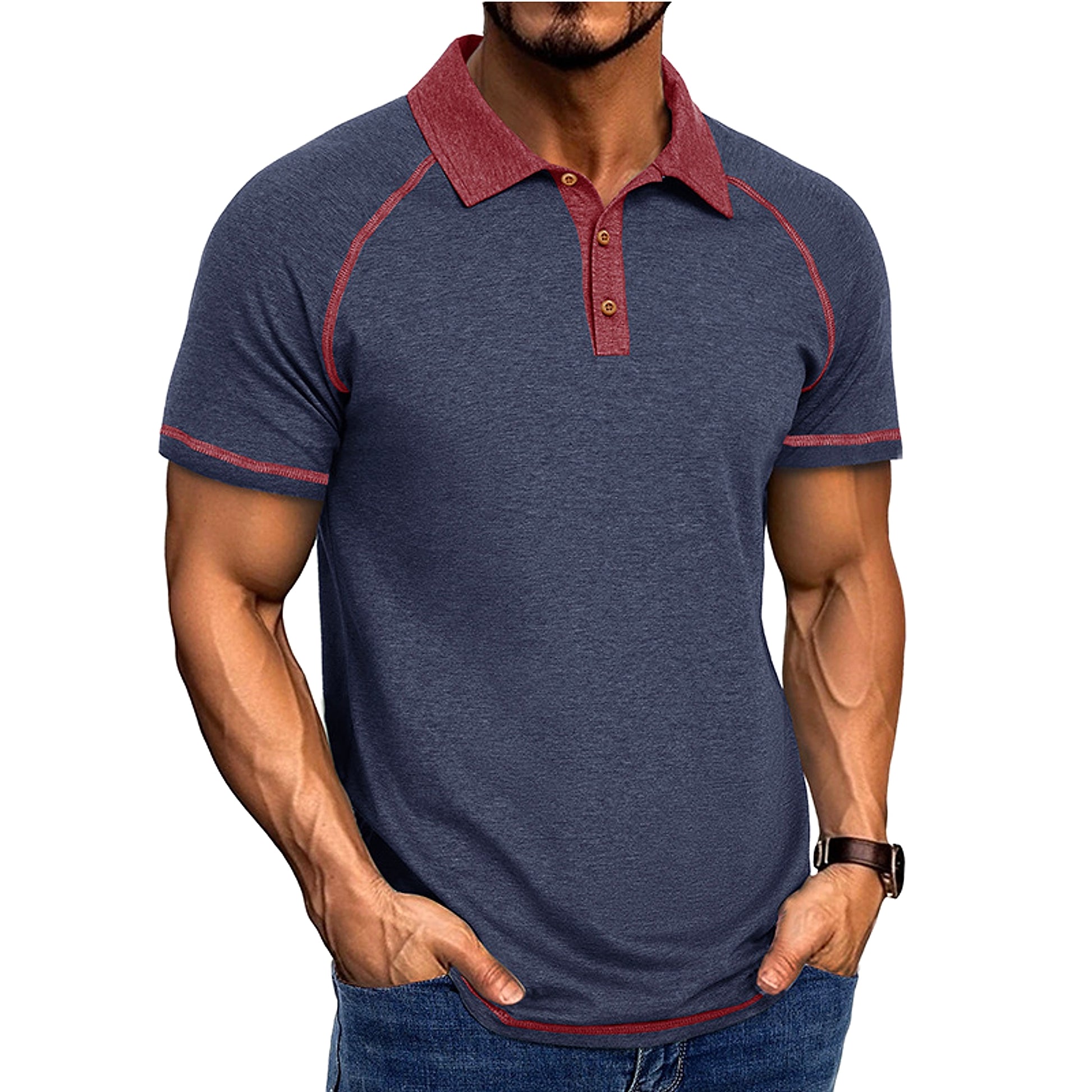 Short-sleeved Lapel T-shirt POLO Bottoming Shirt Men Clothing - enhanced image 13