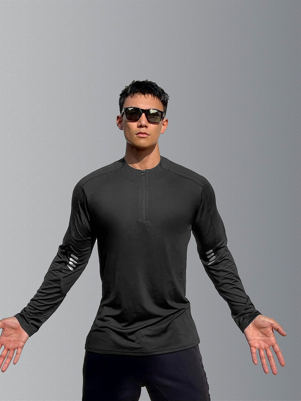 Sports Fitness Men's Long Sleeve Top Zip-up Shirt Trousers Two-piece Suit - enhanced image 13
