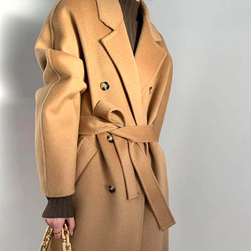 Water Ripple Cashmere Women's Long Reversible Coat – Luxury & Versatility - enhanced image 13