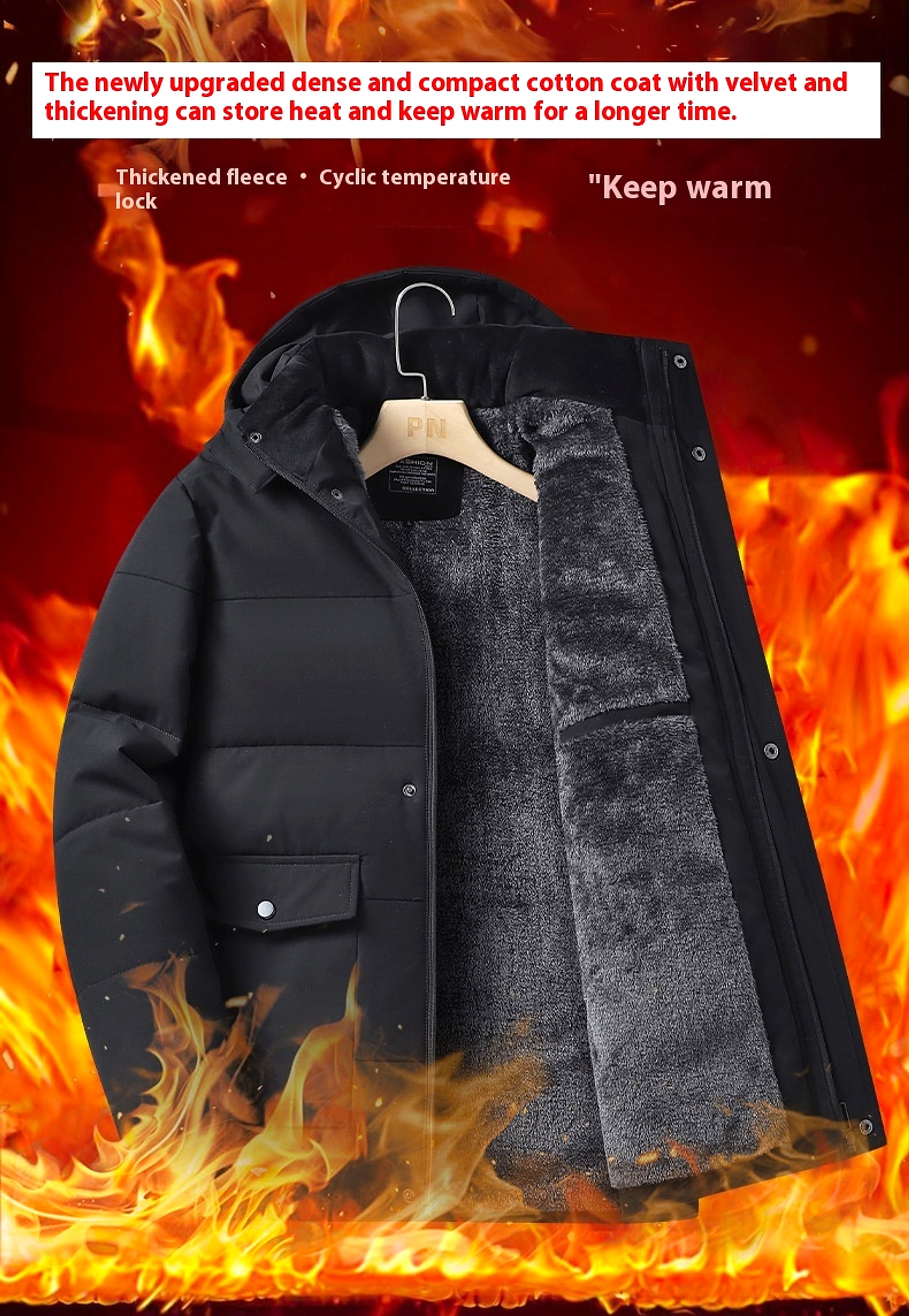 Winter Popular Middle-aged And Elderly Cotton Down Jacket Men Fleece-lined Thickened Hooded Warm Middle-aged And Elderly - enhanced image 13