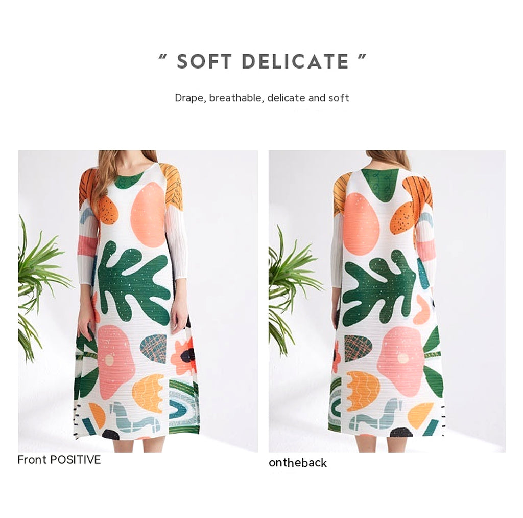 Women's Printed Niche Comfortable Pleated Fashion Dress - enhanced image 13