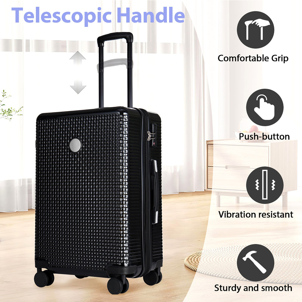 3 Piece Set Of Hard Shell Suitcases With Wheels, Light Expandable Travel Suitcase With TSA Lock - enhanced image 14