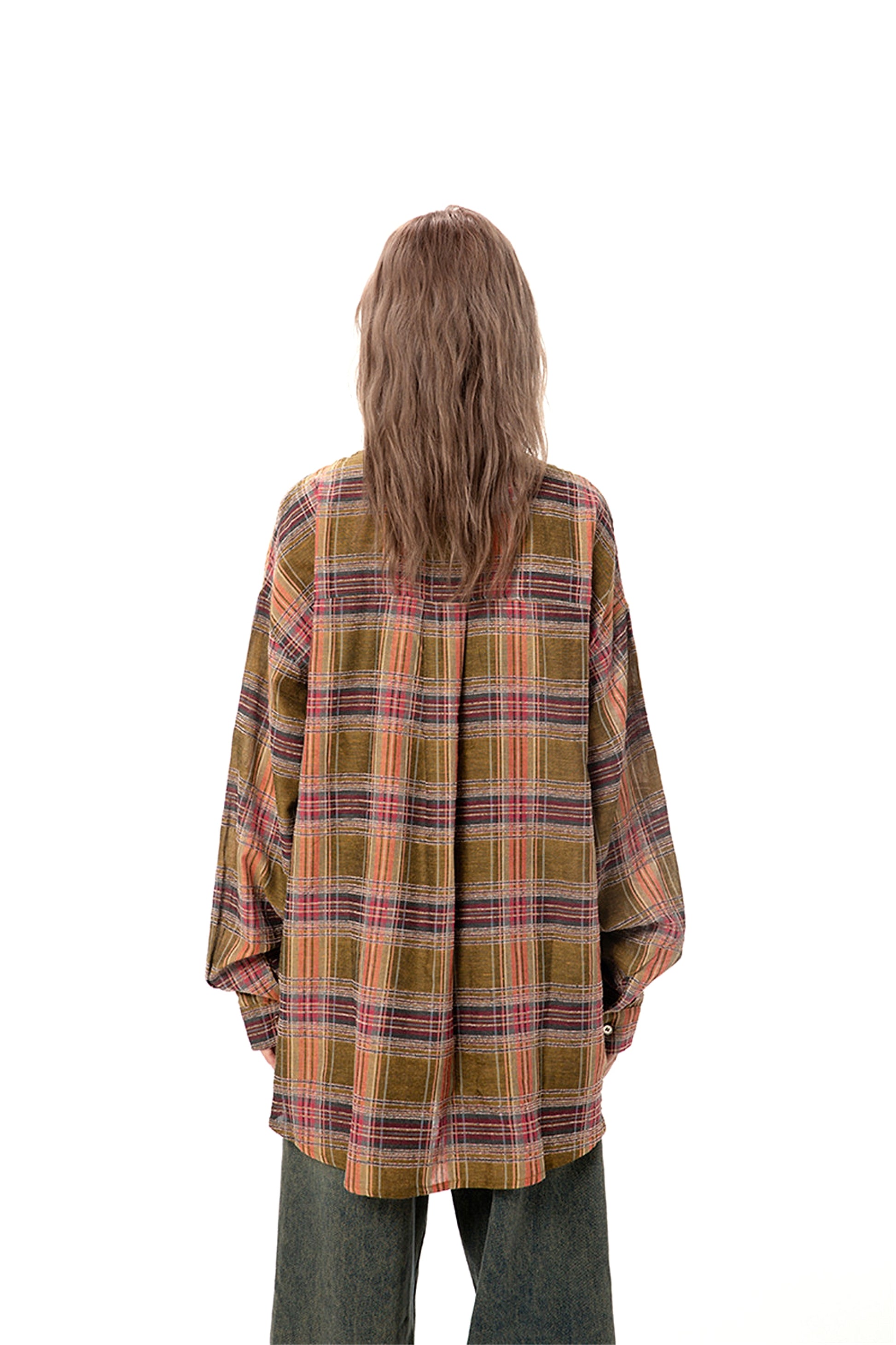 Color-contrast Check Letter Printed Long Sleeve DressShirt - enhanced image 14