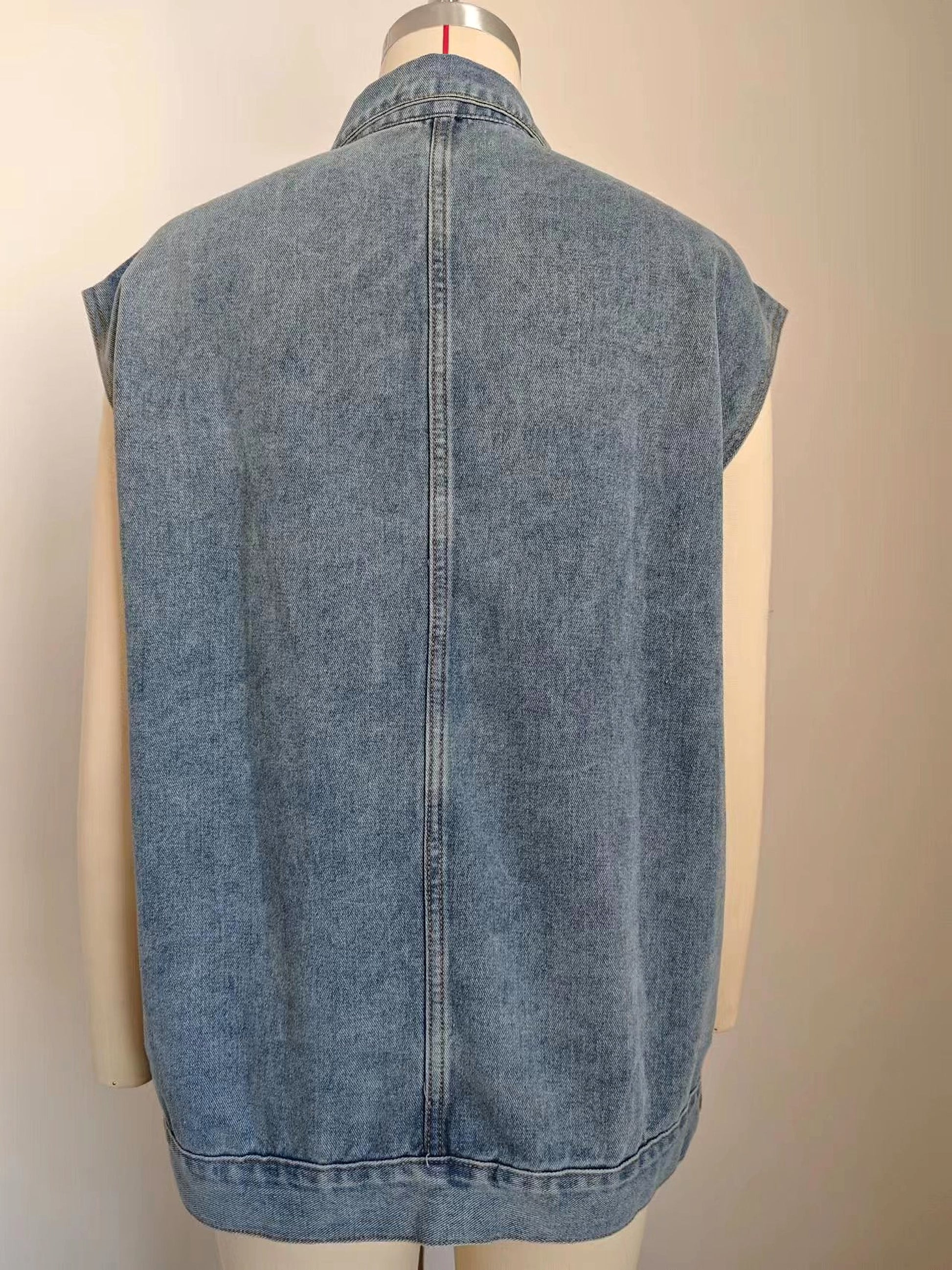 A.1 Denim Vest With Big Pockets Sleeveless Outwear Jacket for Women - enhanced image 14