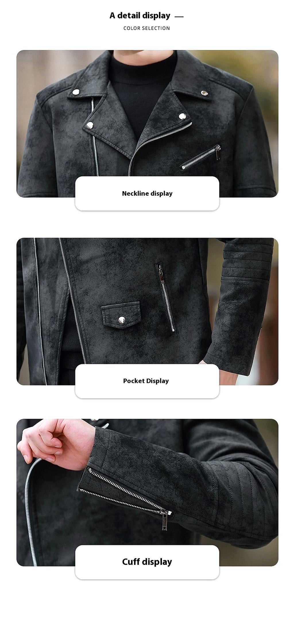 Fashion Velvet Padded Leather Coat Men's Suit Collar Jacket - enhanced image 14