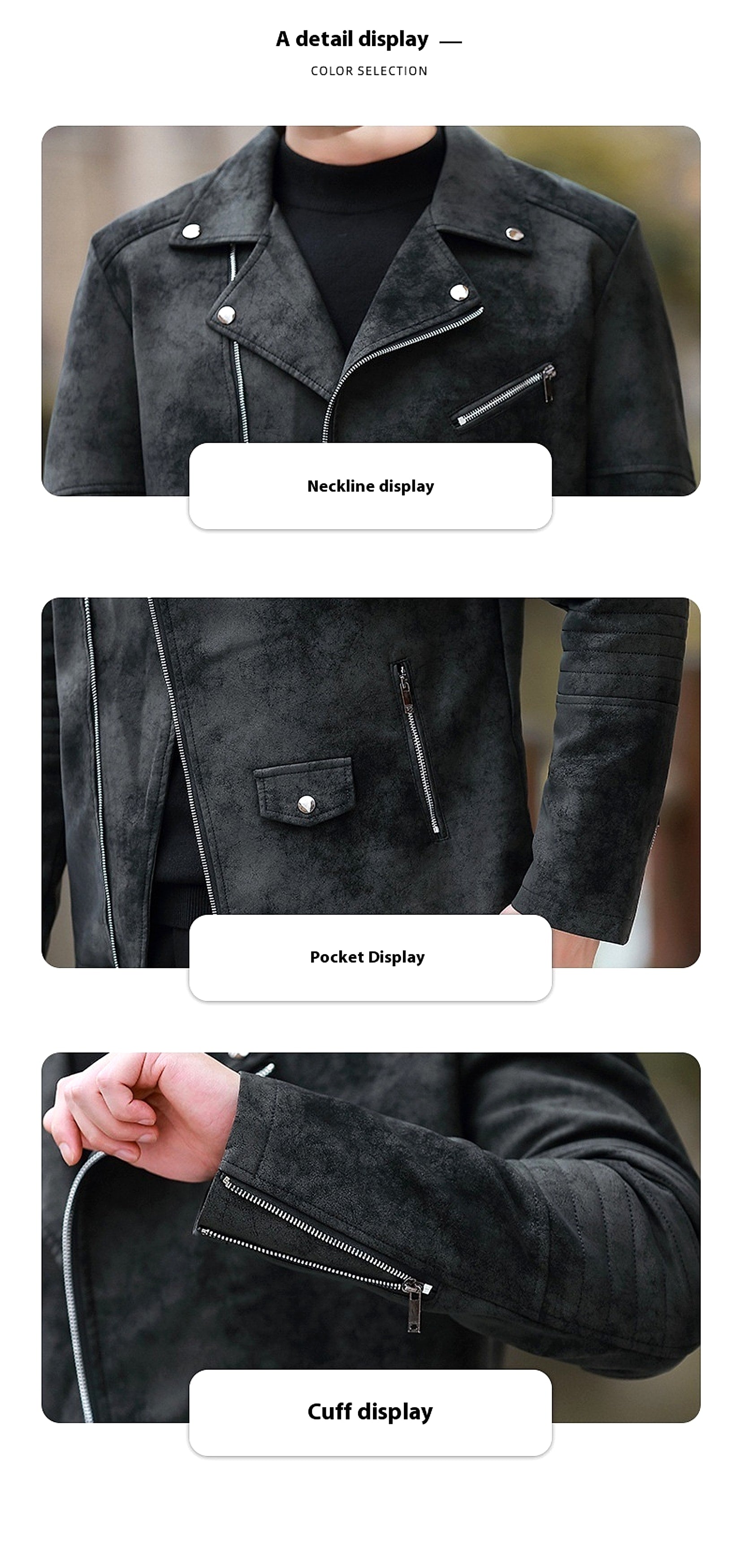 Fashion Velvet Padded Leather Coat Men's Suit Collar Jacket - enhanced image 14