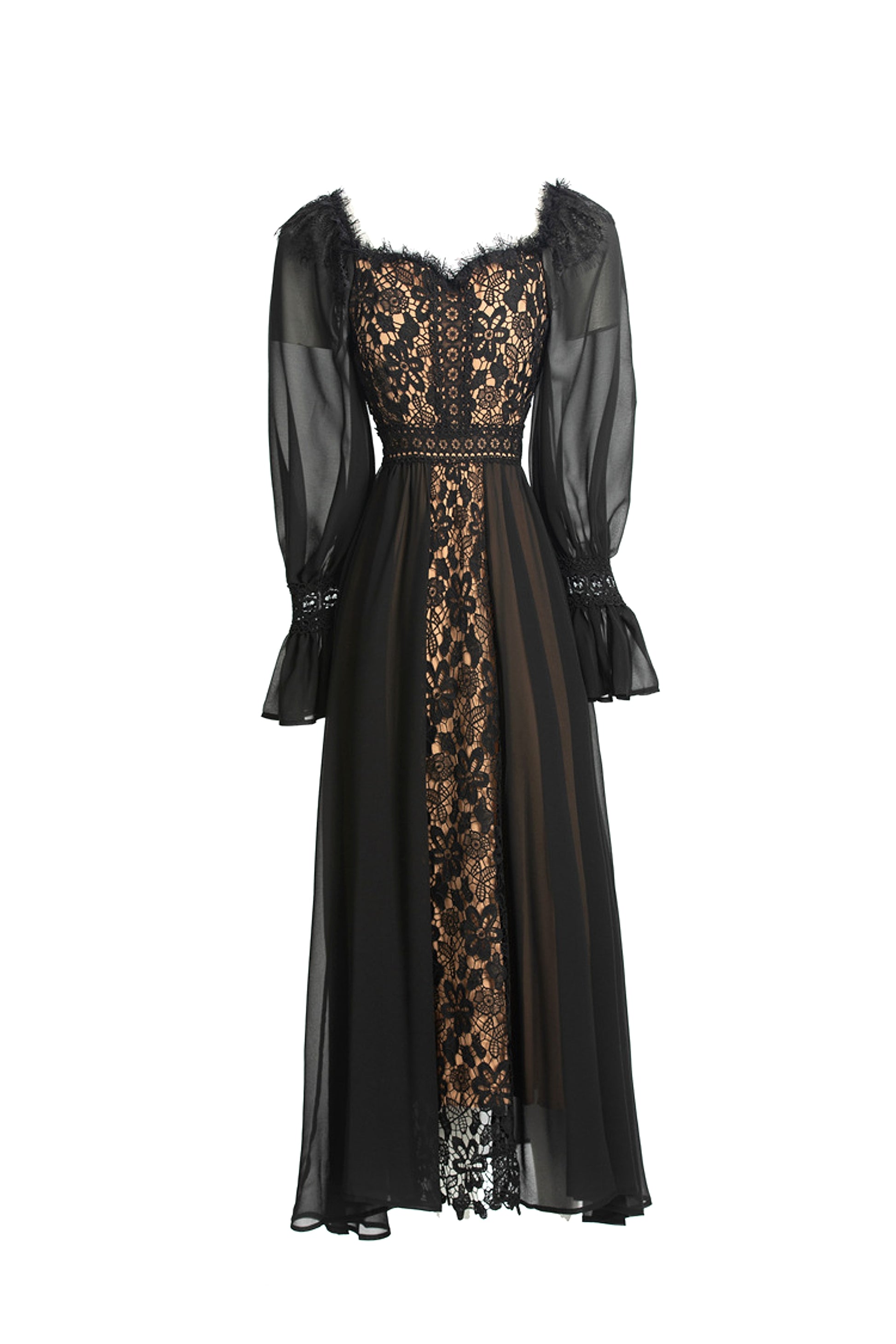 French Temperament Gentle Mesh Spliced Lace Slim Fit Dress - enhanced image 14