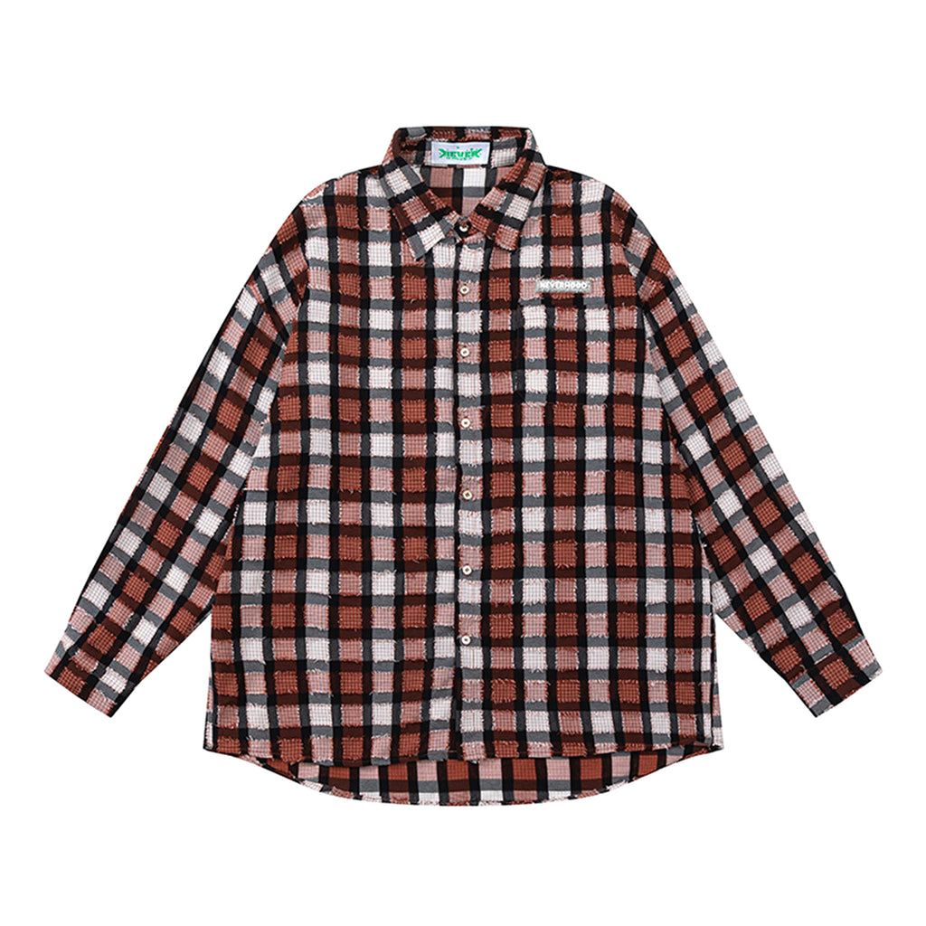Loose Casual  High Street Frayed Design Lapel Women DressShirt - enhanced image 14