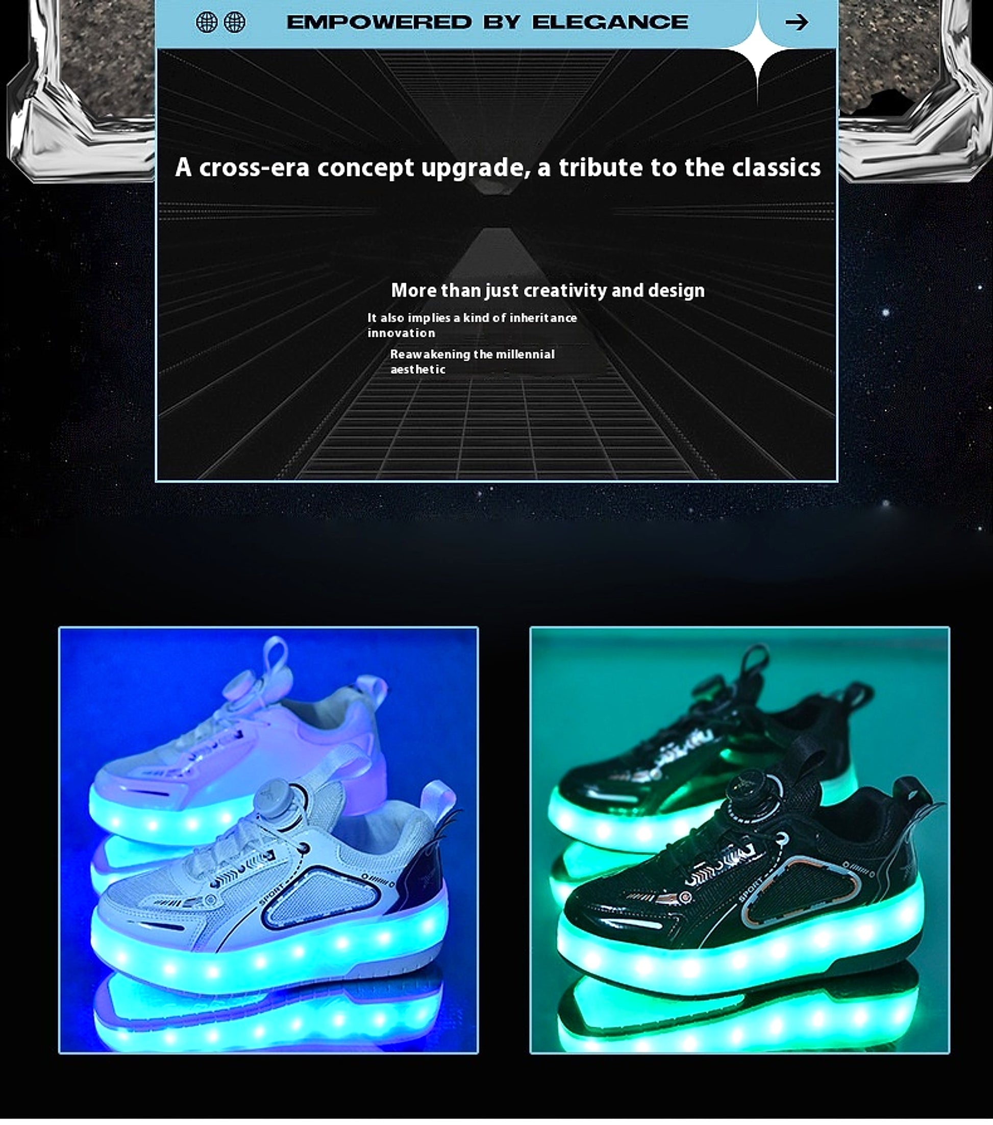 Mesh Double Wheel Heelys Children's Luminous Charging Roller Skating Deformation Skate Shoes - enhanced image 14