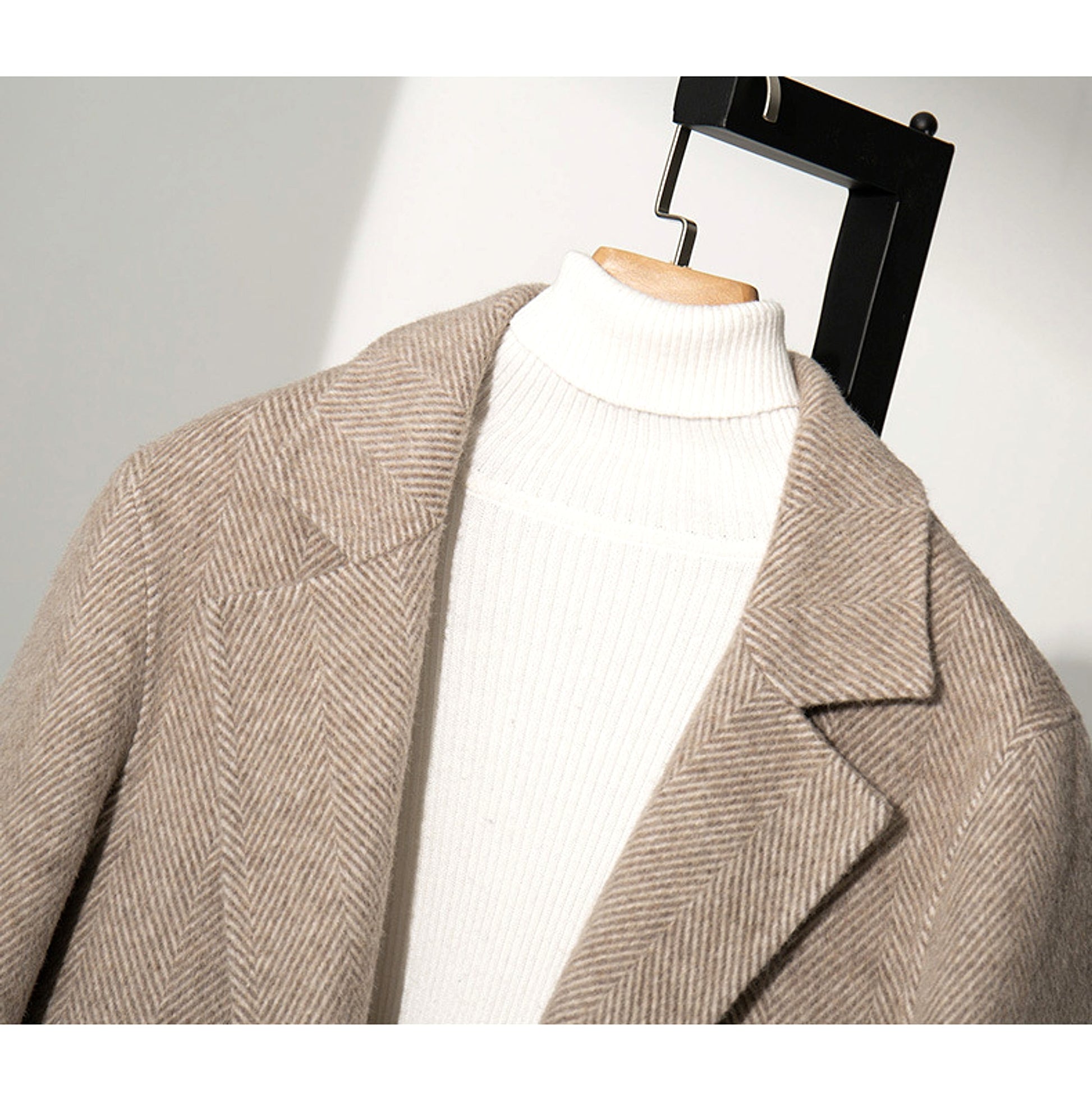 MetroElite™ Men's Wool Coat – Premium Herringbone Winter Edition - enhanced image 14
