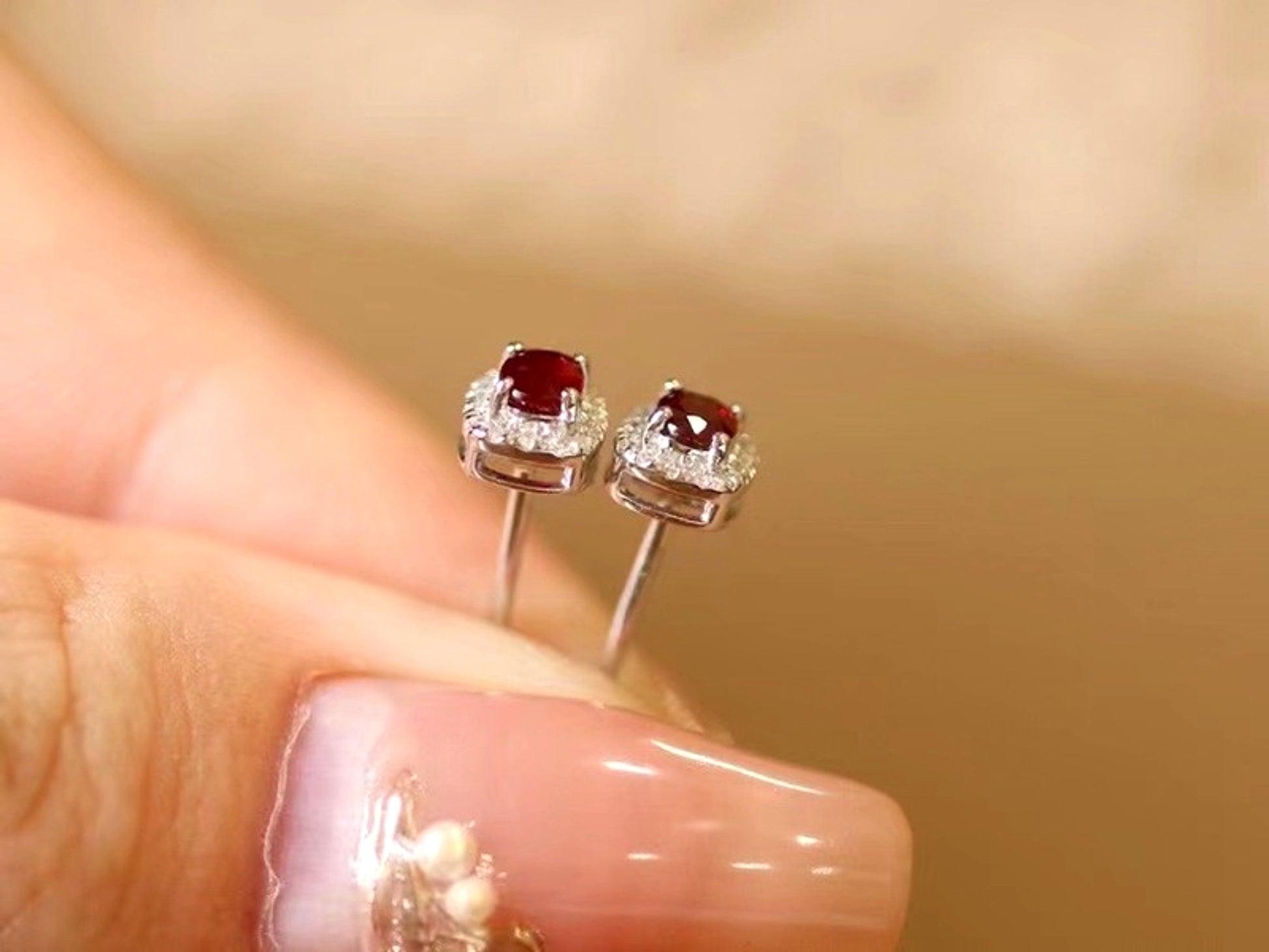 ❤️‍🔥 HF™ – Pigeon Ruby Studs | 18K Royal Edition - enhanced image 14
