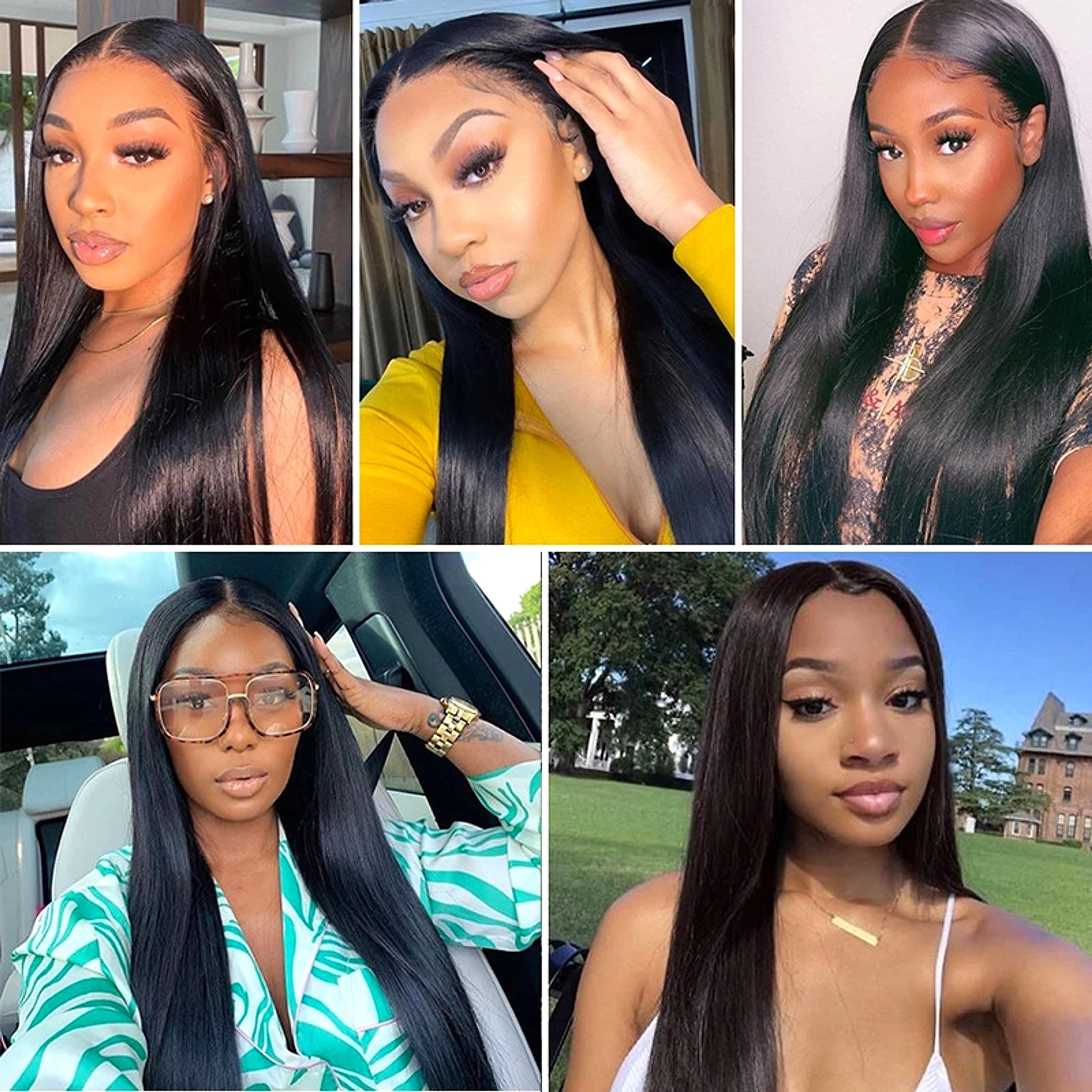 Real human hair straight wave human hair hair curtain natural color wig hair extension - enhanced image 14