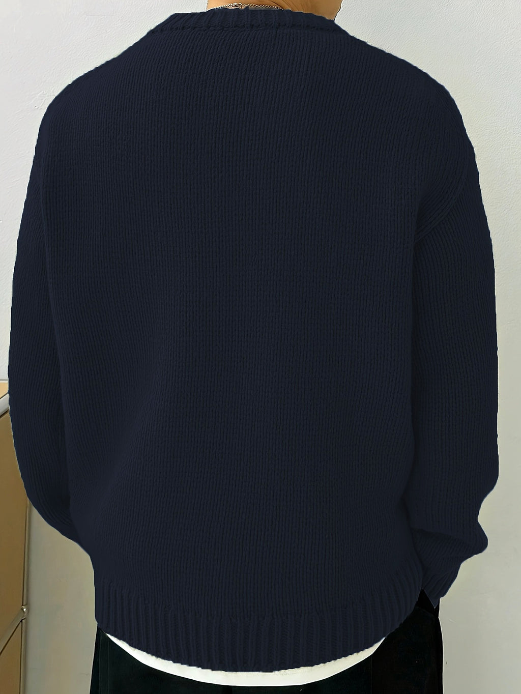 Solid Color Loose Knitted Pullover Leisure Japanese-style Retro Long Sleeve Round Neck Sweater Men - enhanced image 14