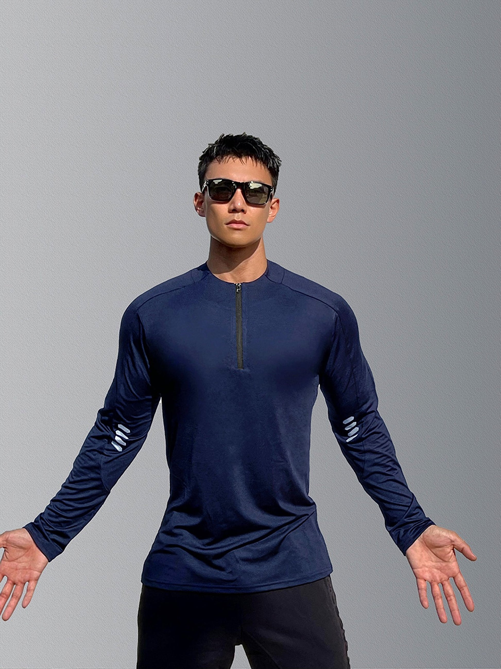 Sports Fitness Men's Long Sleeve Top Zip-up Shirt Trousers Two-piece Suit - enhanced image 14