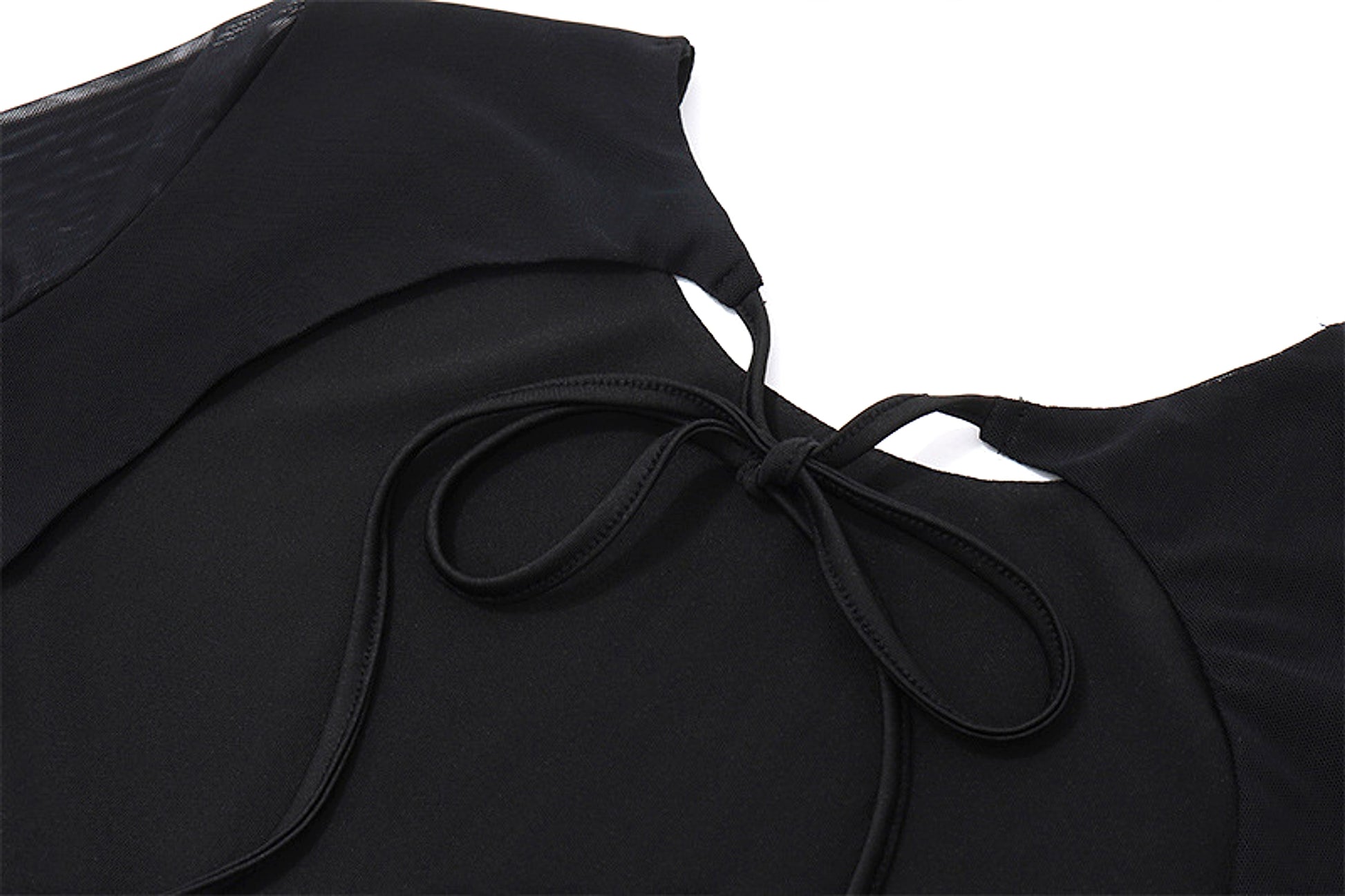 Temperament Crew Neck Horn Long Sleeve Mesh Dress Skinny Skirt - enhanced image 14