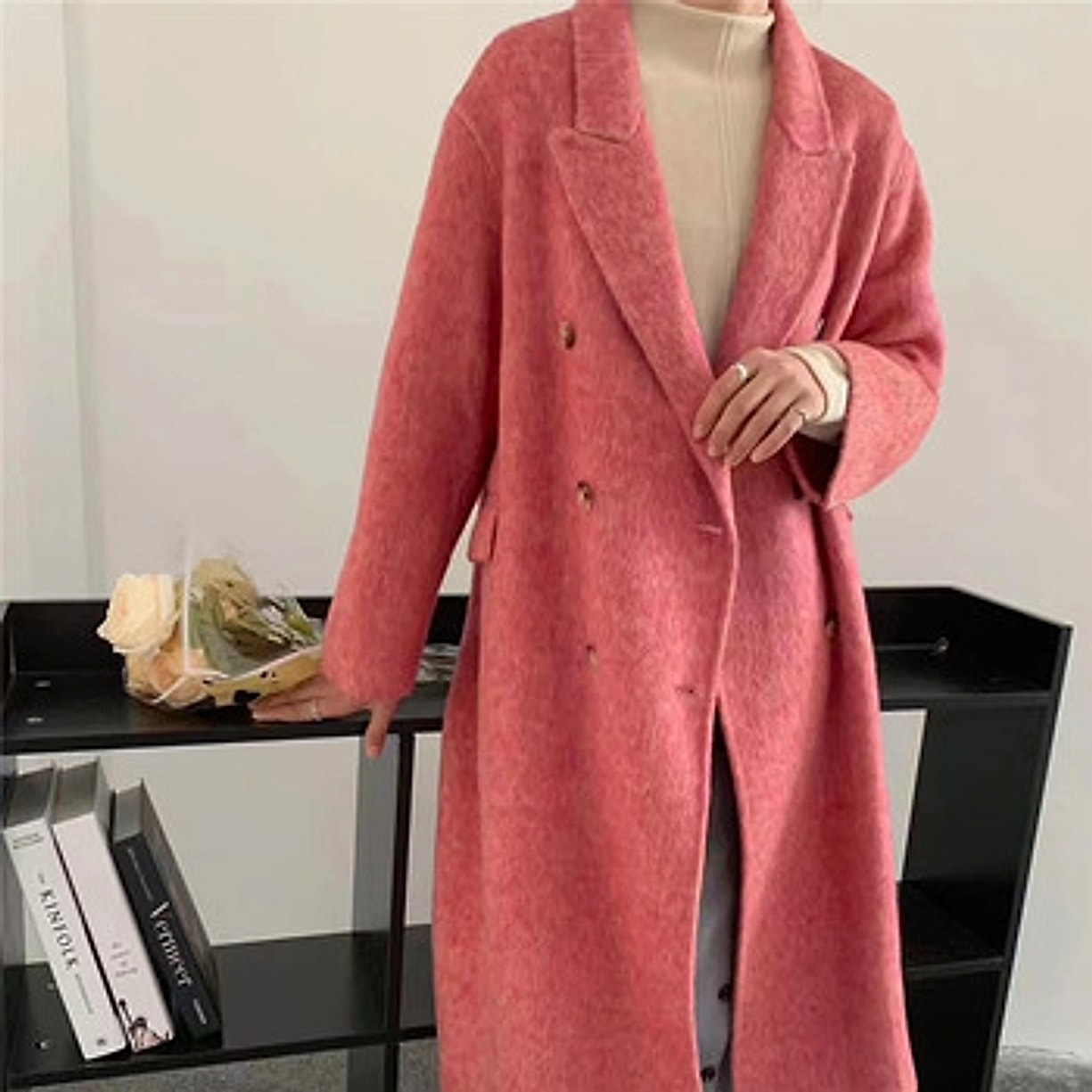 Water Ripple Cashmere Women's Long Reversible Coat – Luxury & Versatility - enhanced image 14
