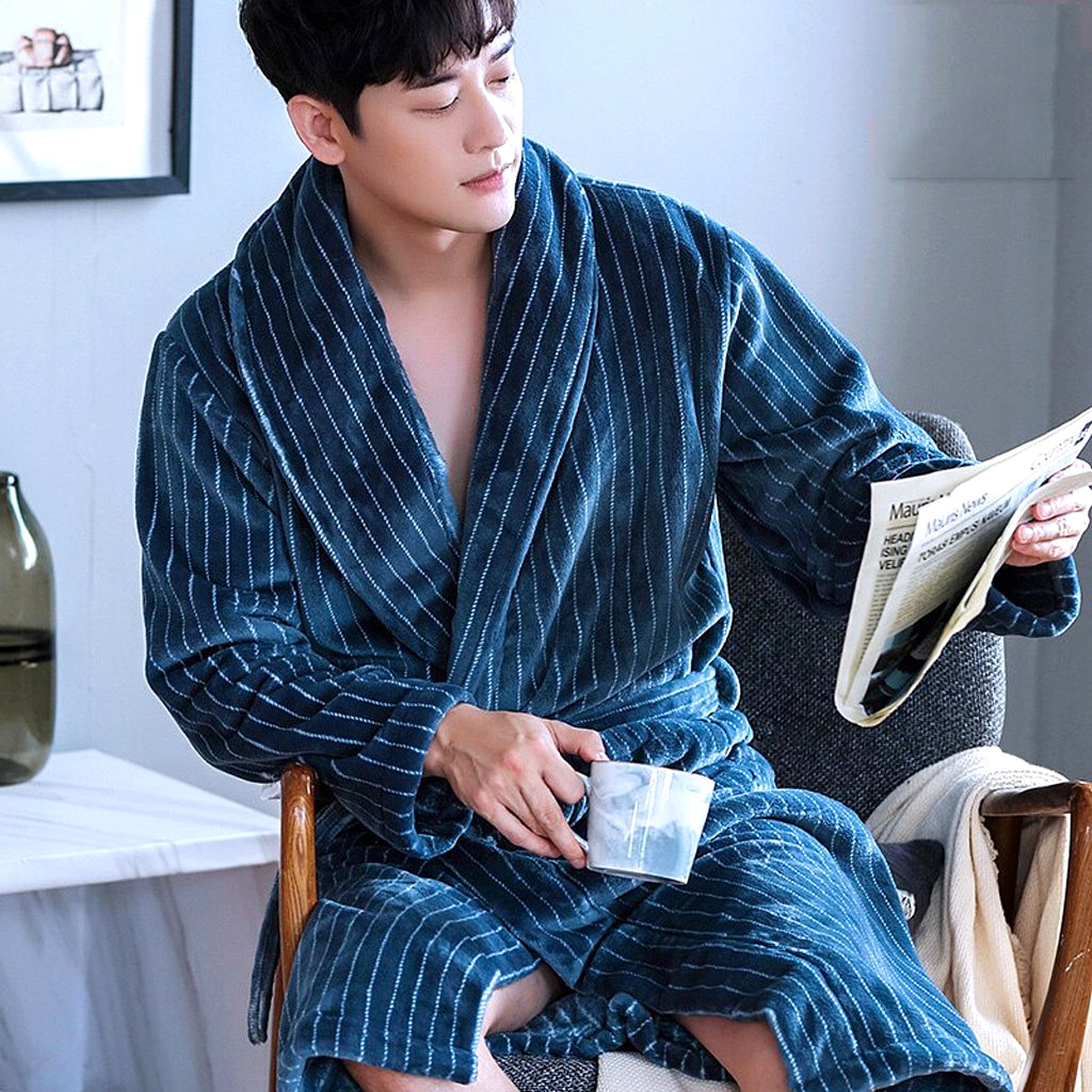 Winter Bathrobe Coral Fleece Couple Pajamas - enhanced image 14