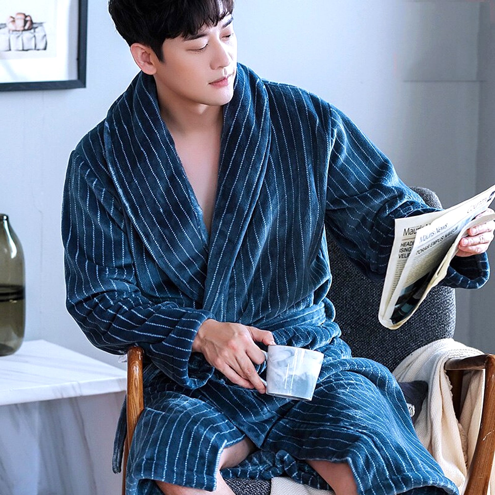 Winter Bathrobe Coral Fleece Couple Pajamas - enhanced image 14