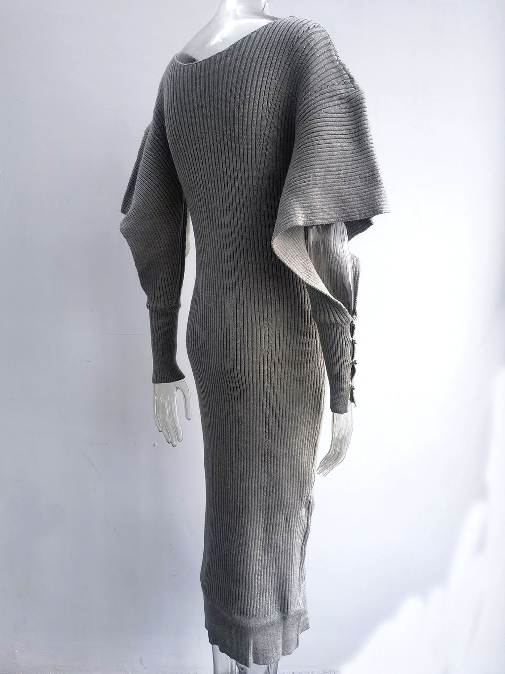 Autumn And Winter Urban Wind Casual Dolman Sleeve Wool Dress - enhanced image 15