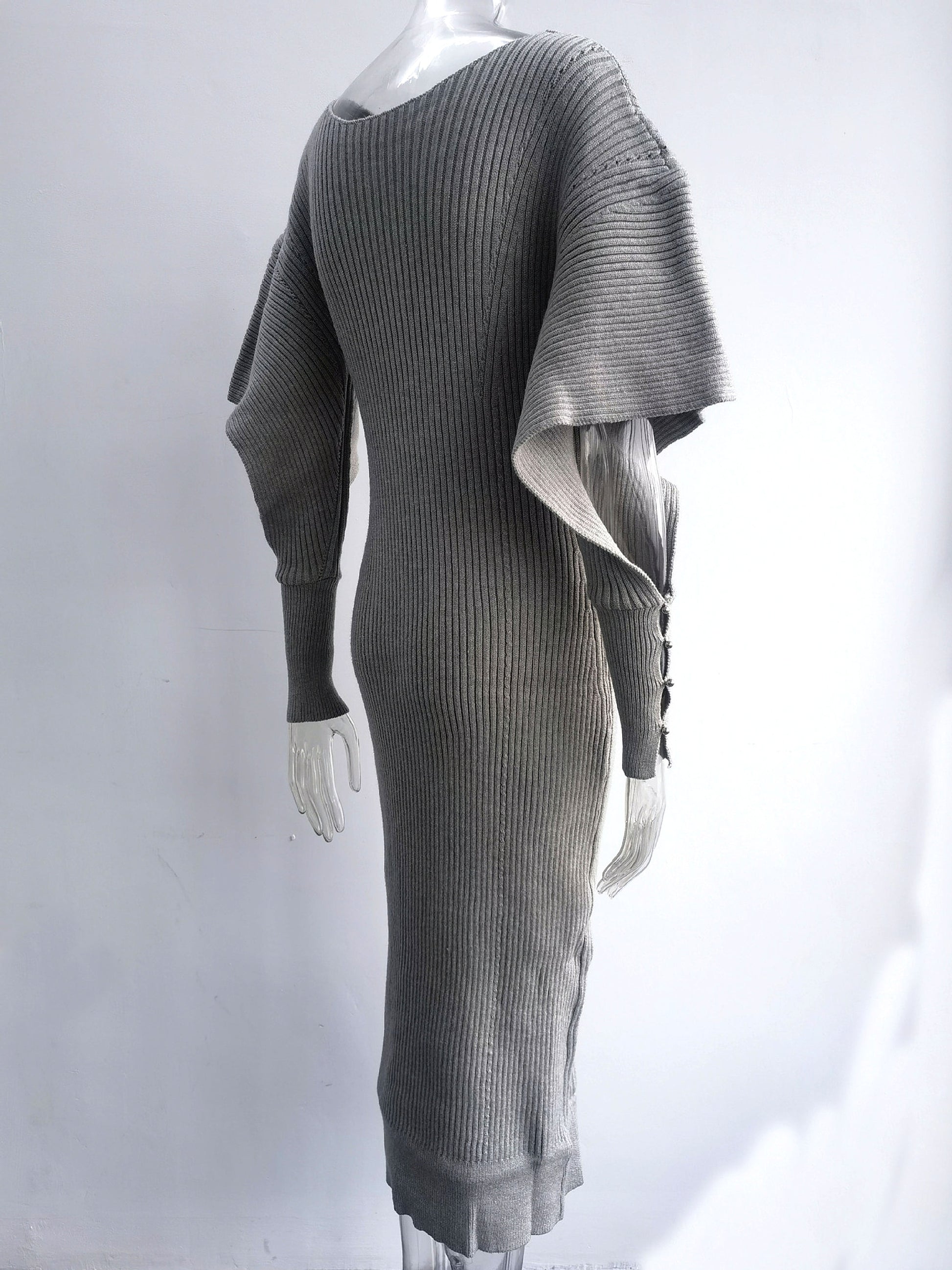 Autumn And Winter Urban Wind Casual Dolman Sleeve Wool Dress - enhanced image 15